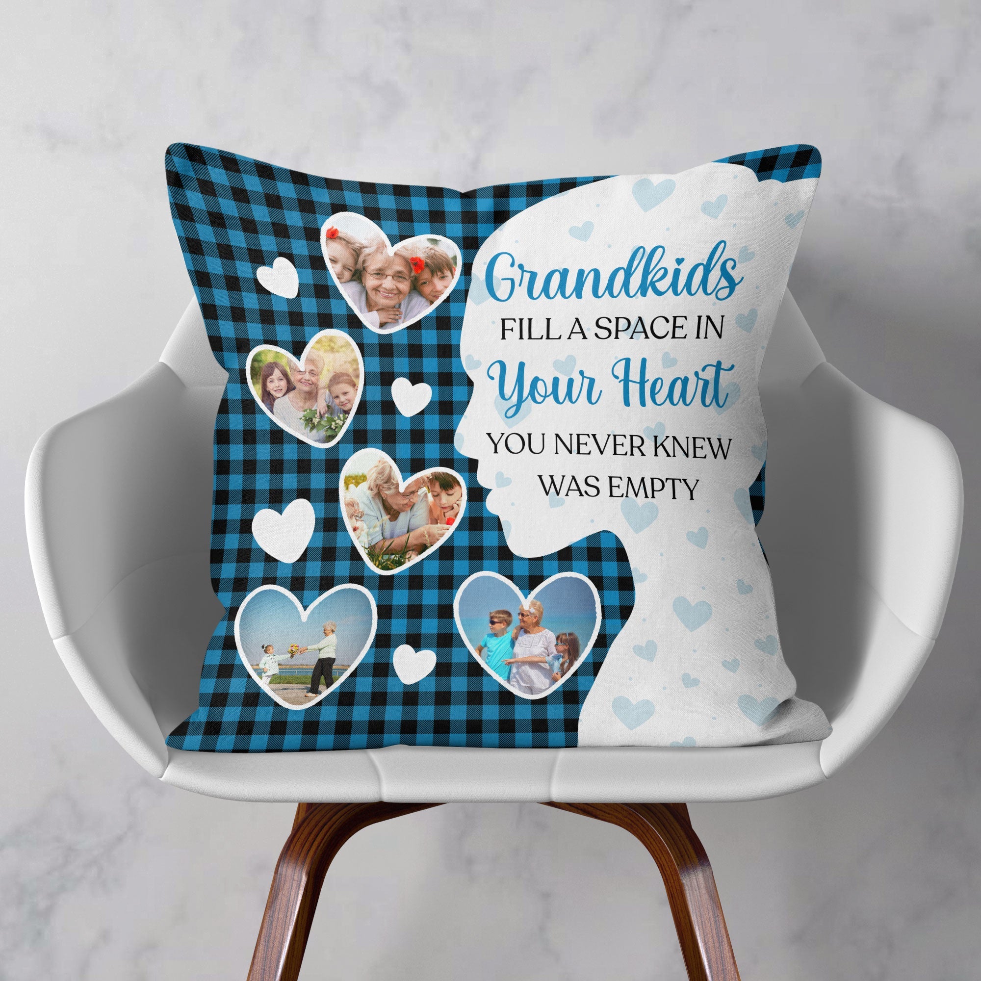 Grandkids Fill Space In Your Heart - Personalized Photo Pillow (Insert Included)