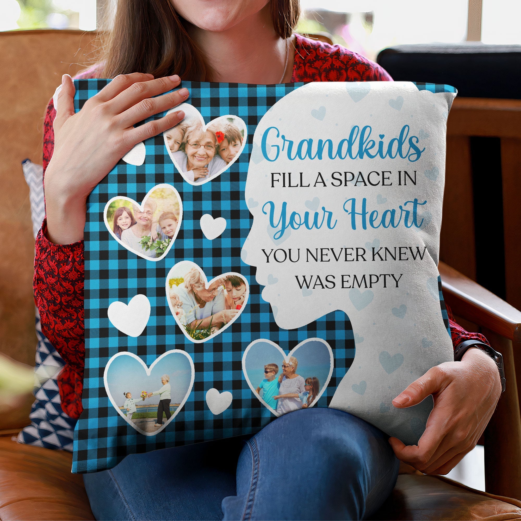 Grandkids Fill Space In Your Heart - Personalized Photo Pillow (Insert Included)