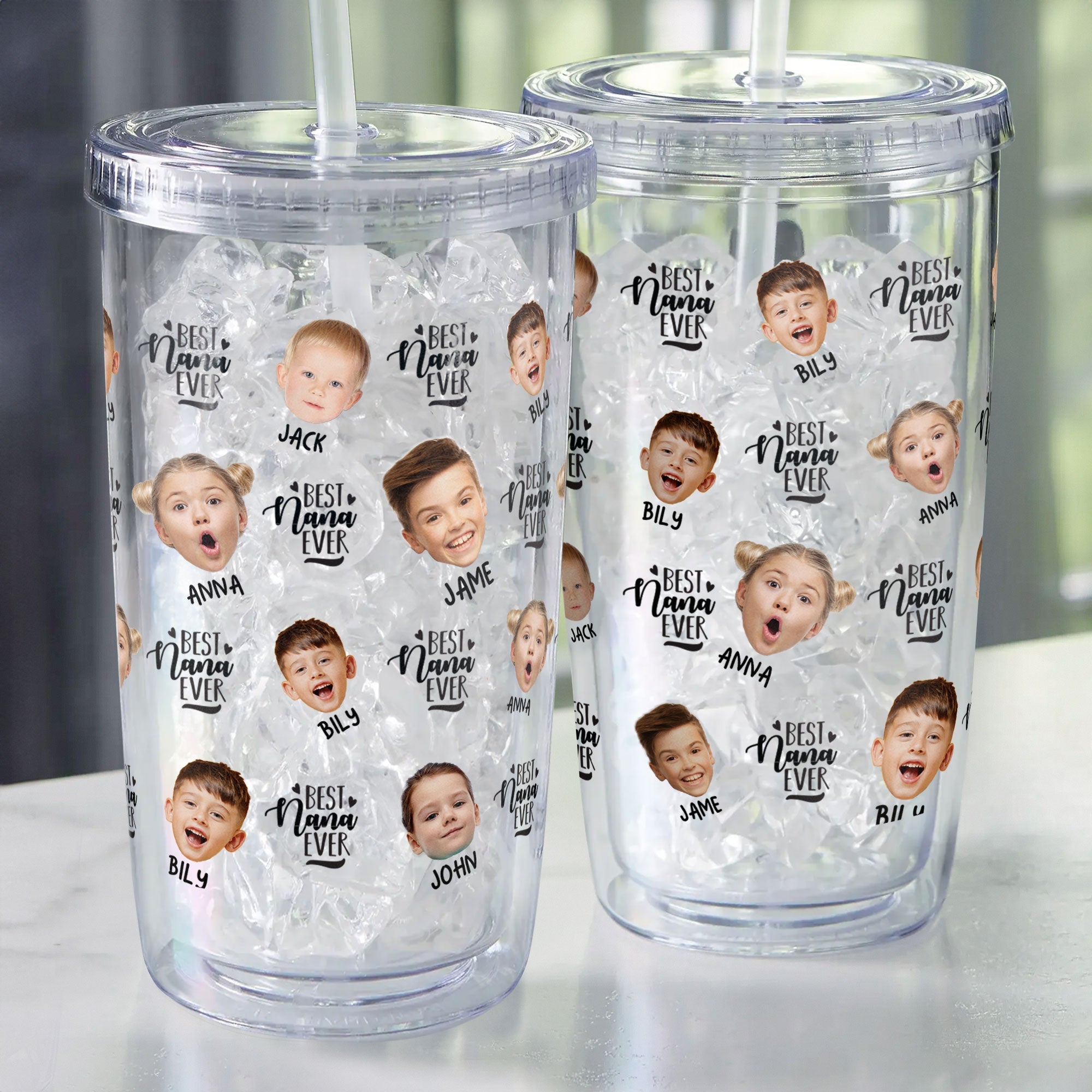 Lovely Upload Kid Image - Personalized Photo Acrylic Tumbler With Straw