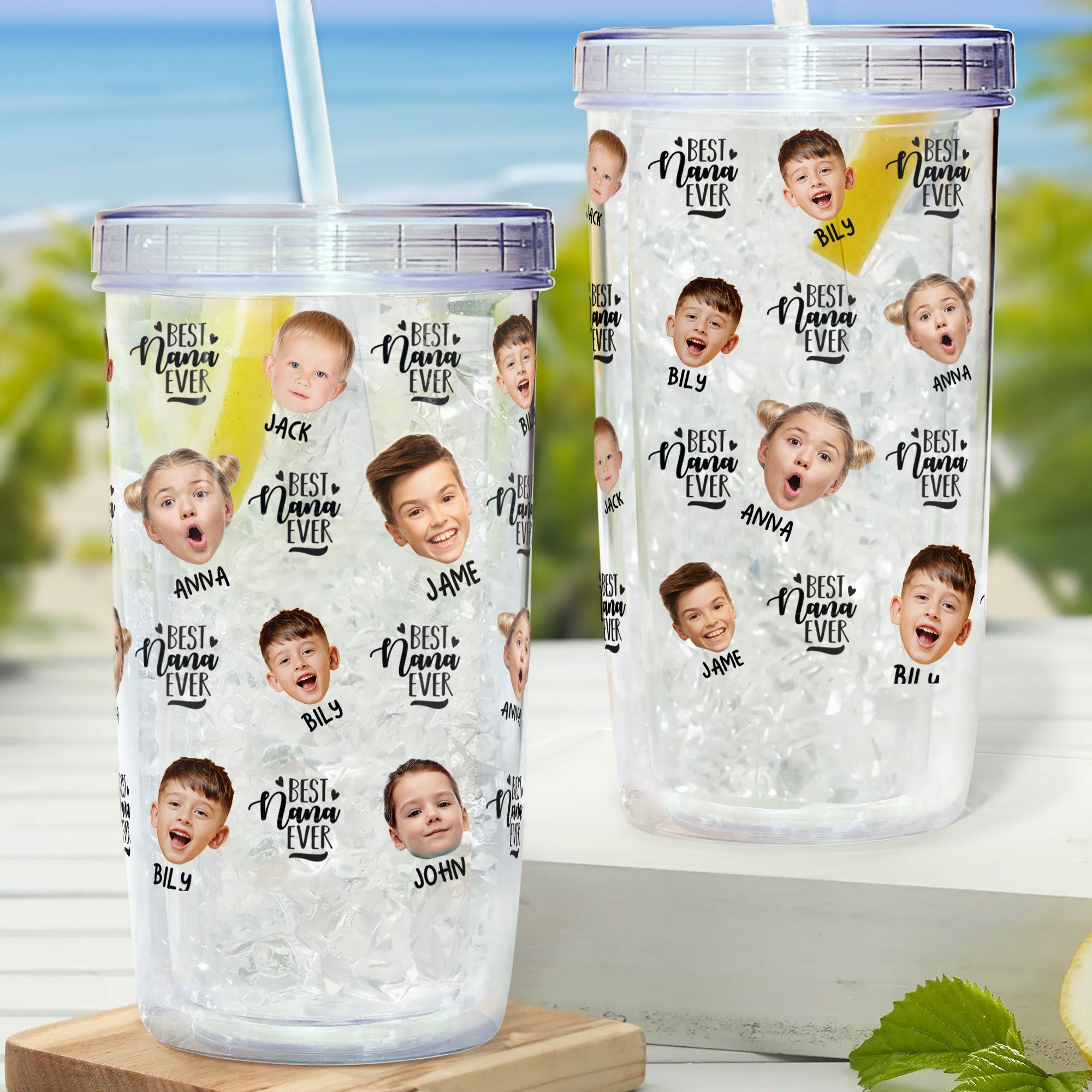 Lovely Upload Kid Image - Personalized Photo Acrylic Tumbler With Straw