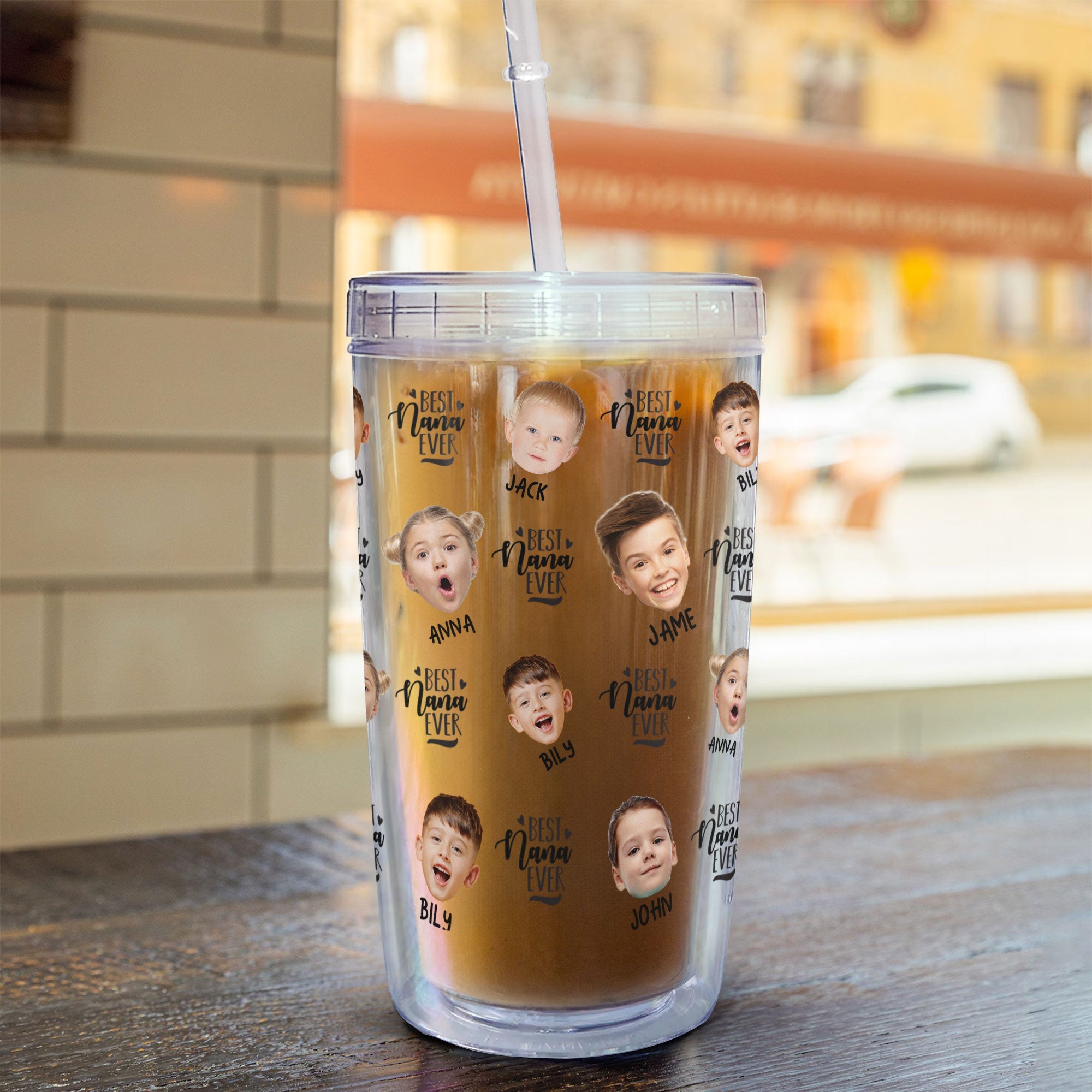 Lovely Upload Kid Image - Personalized Photo Acrylic Tumbler With Straw