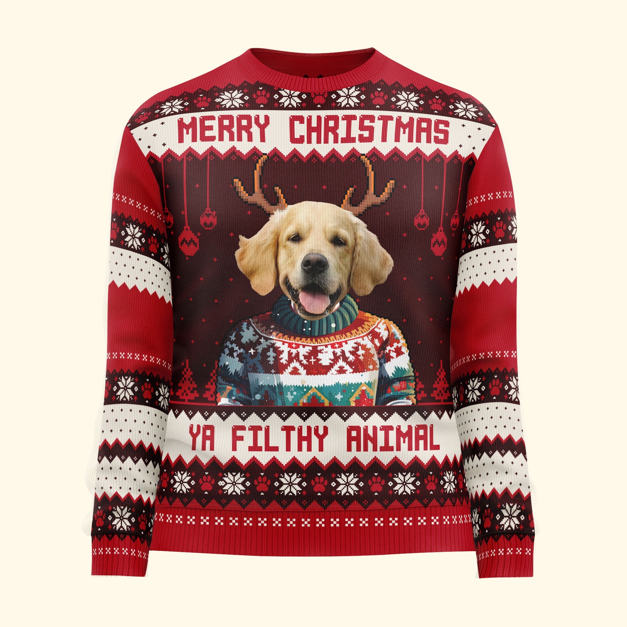 Merry Christmas Ya Filthy Animal - Personalized Photo Ugly Sweater