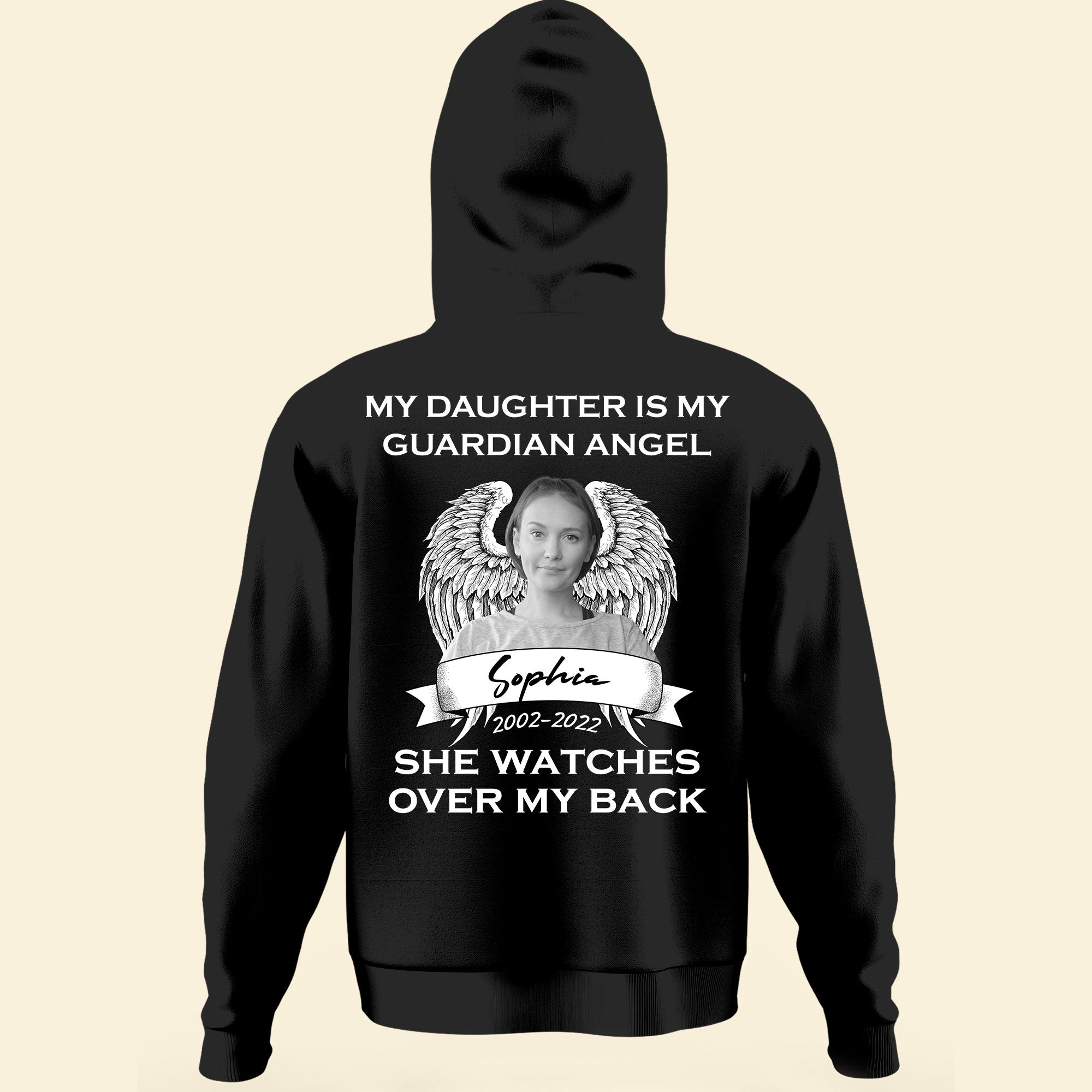 My Daughter Is My Guardian Angel - Personalized Photo Back Printed Shirt