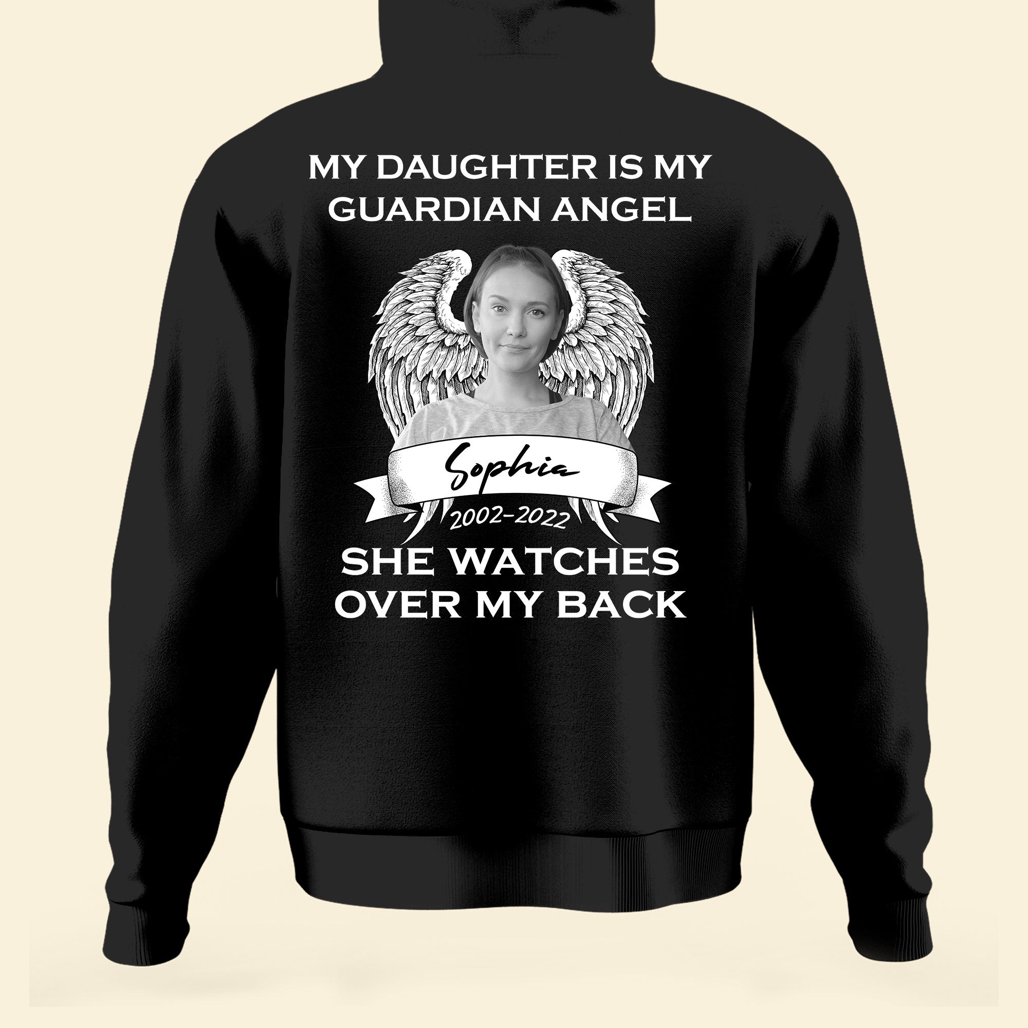 My Daughter Is My Guardian Angel - Personalized Photo Back Printed Shirt