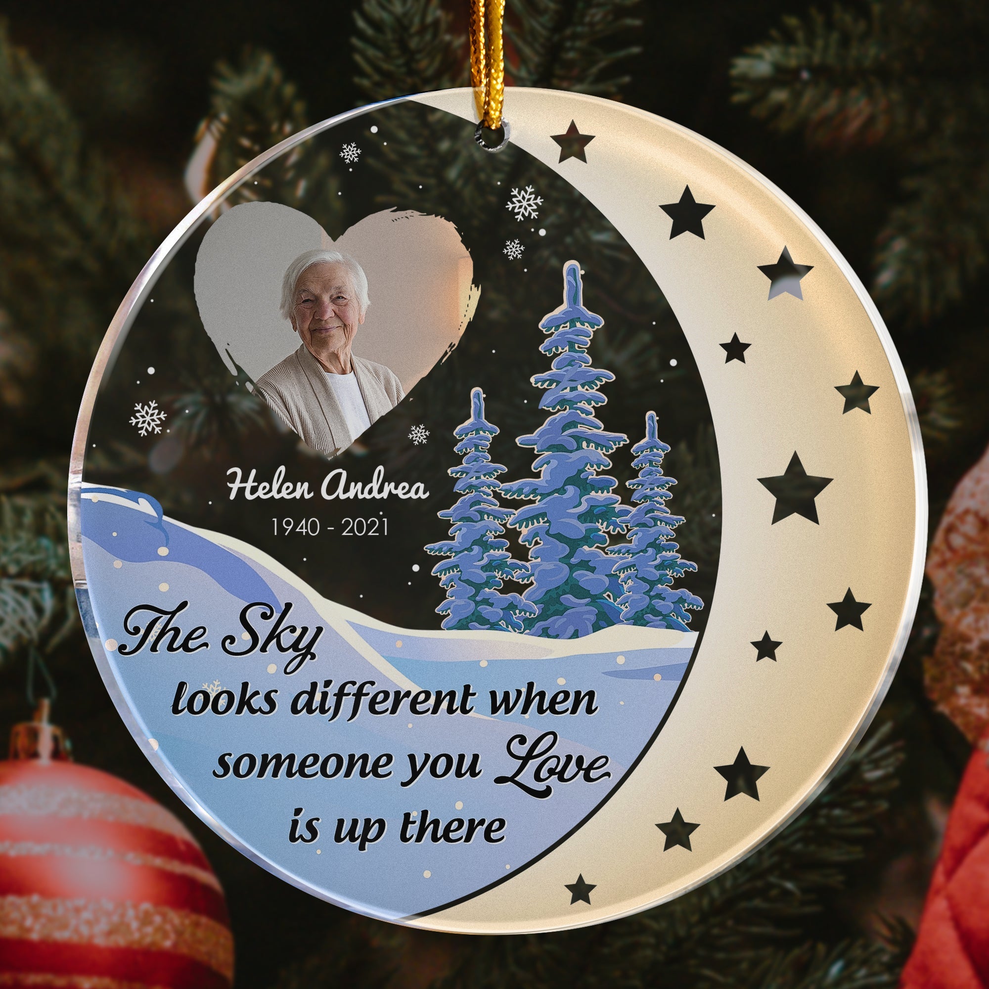 The Sky Looks Different  - Personalized Circle Acrylic Photo Ornament