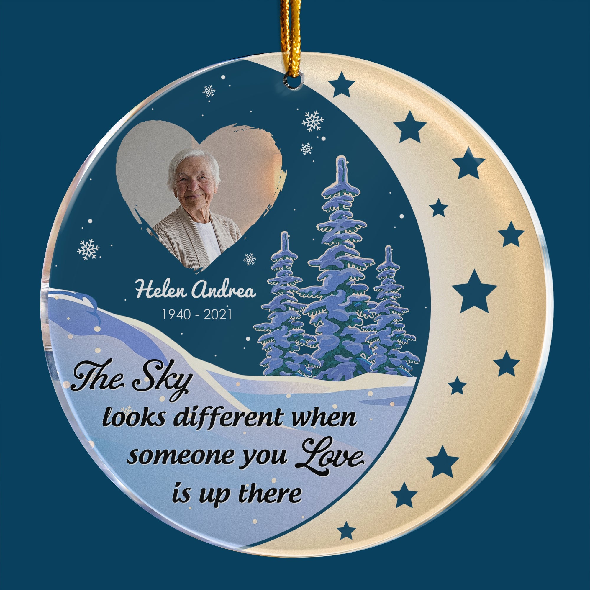 The Sky Looks Different  - Personalized Circle Acrylic Photo Ornament