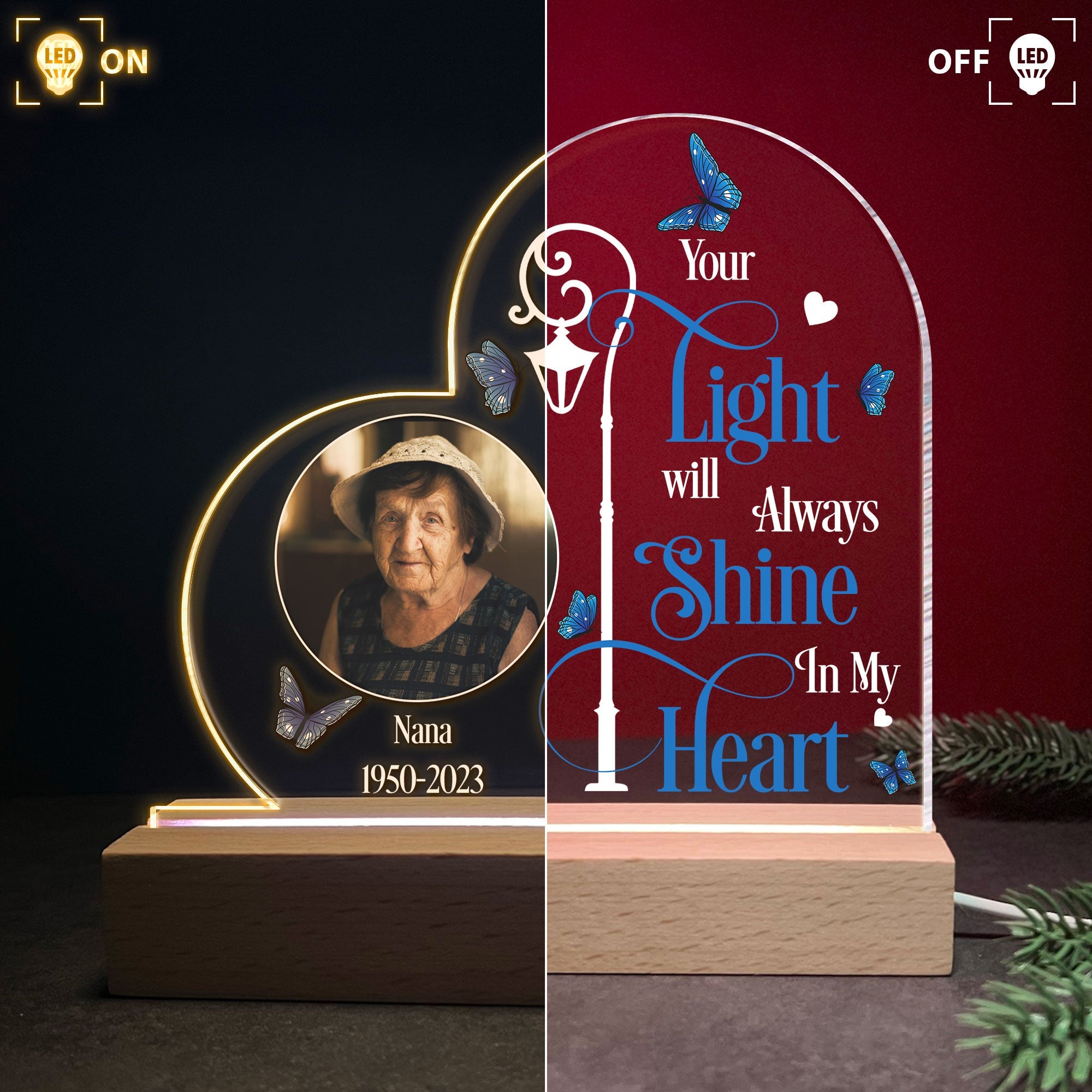 Your Light Will Always Shine In My Heart - Personalized Photo LED Light