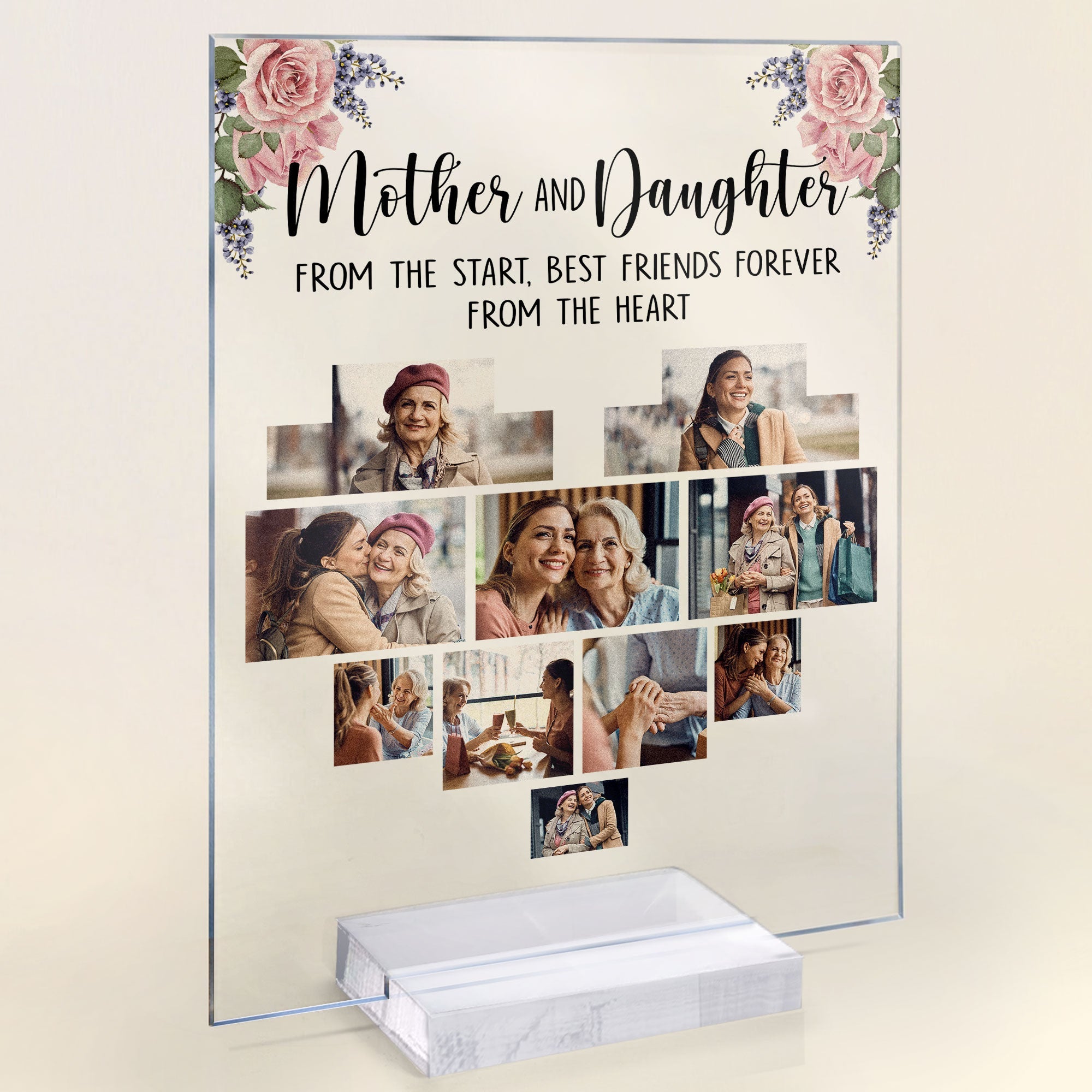 Photo Mother And Children Heart - Personalized Acrylic Photo Plaque