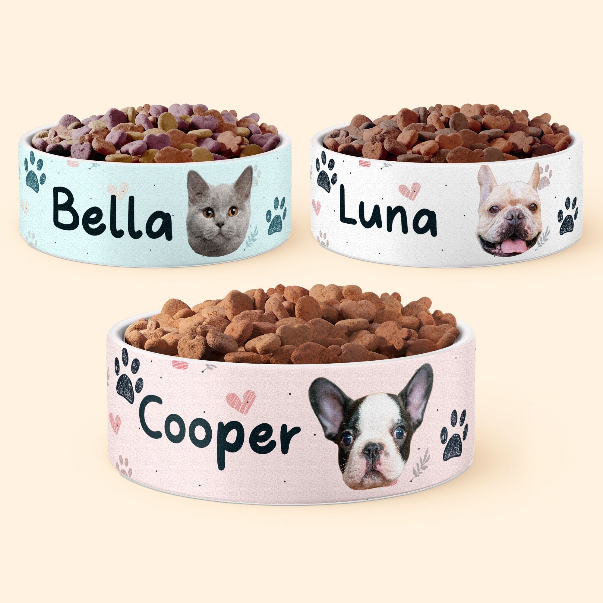 Cute Pet Faces - Personalized Photo Pet Bowl