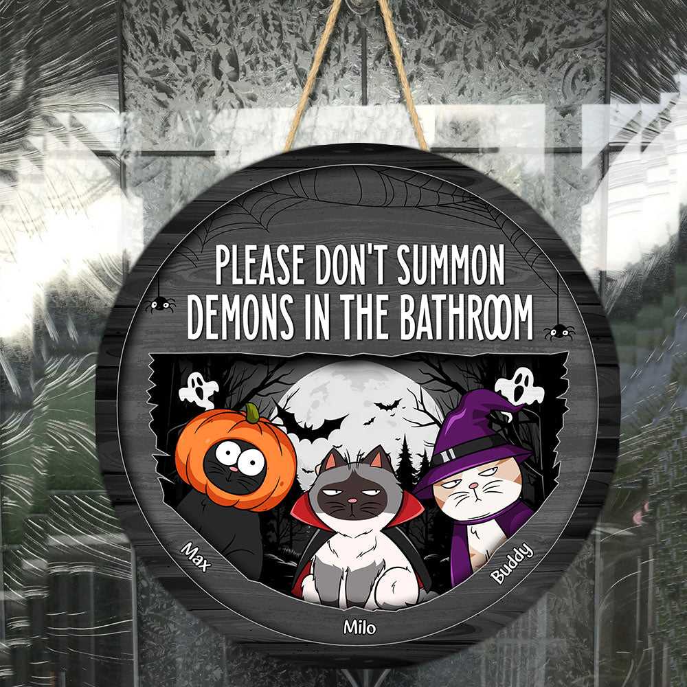 Please Don't Summon Demons - Personalized Round Wood Sign