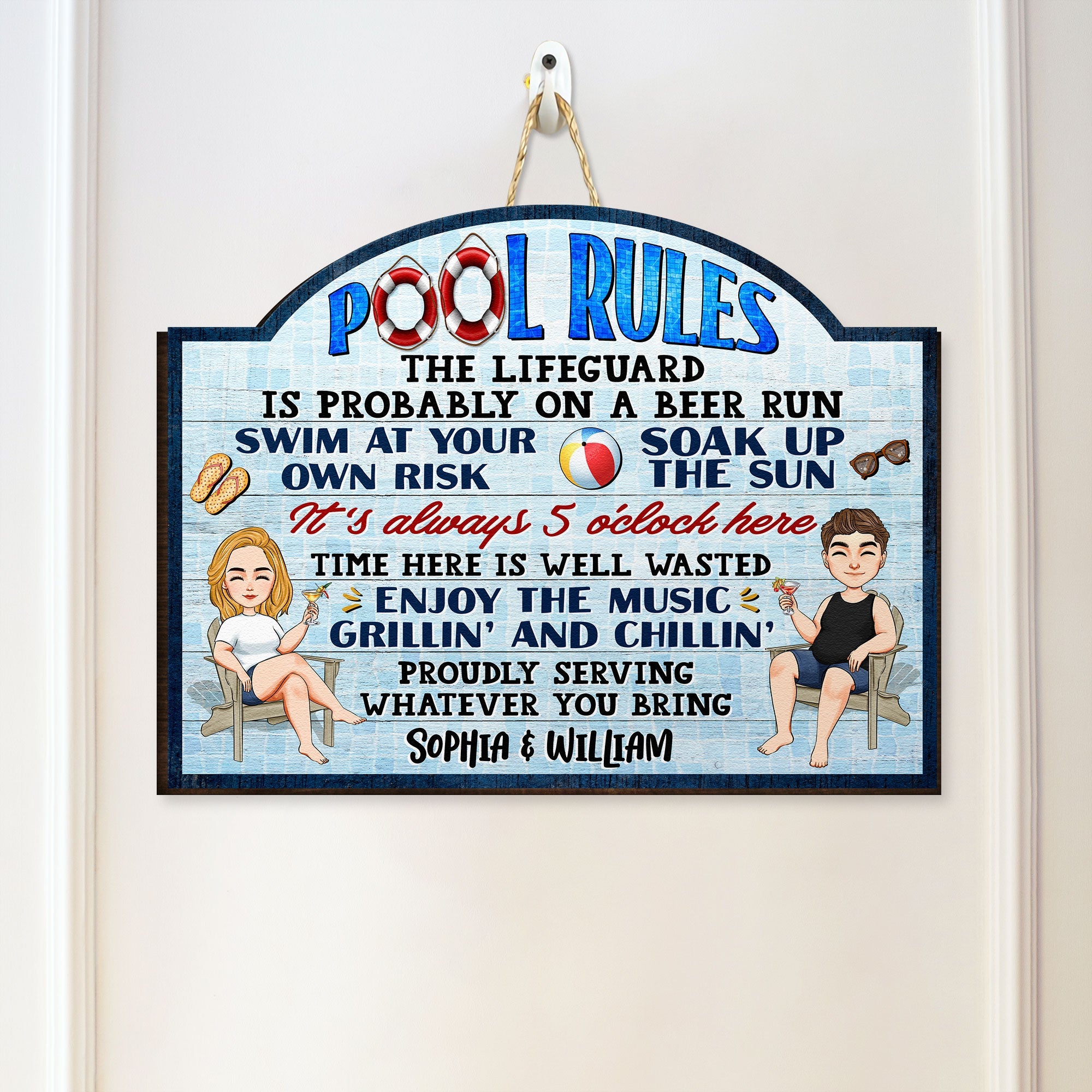 Pool Rules - Personalized Custom Shaped Wood Sign