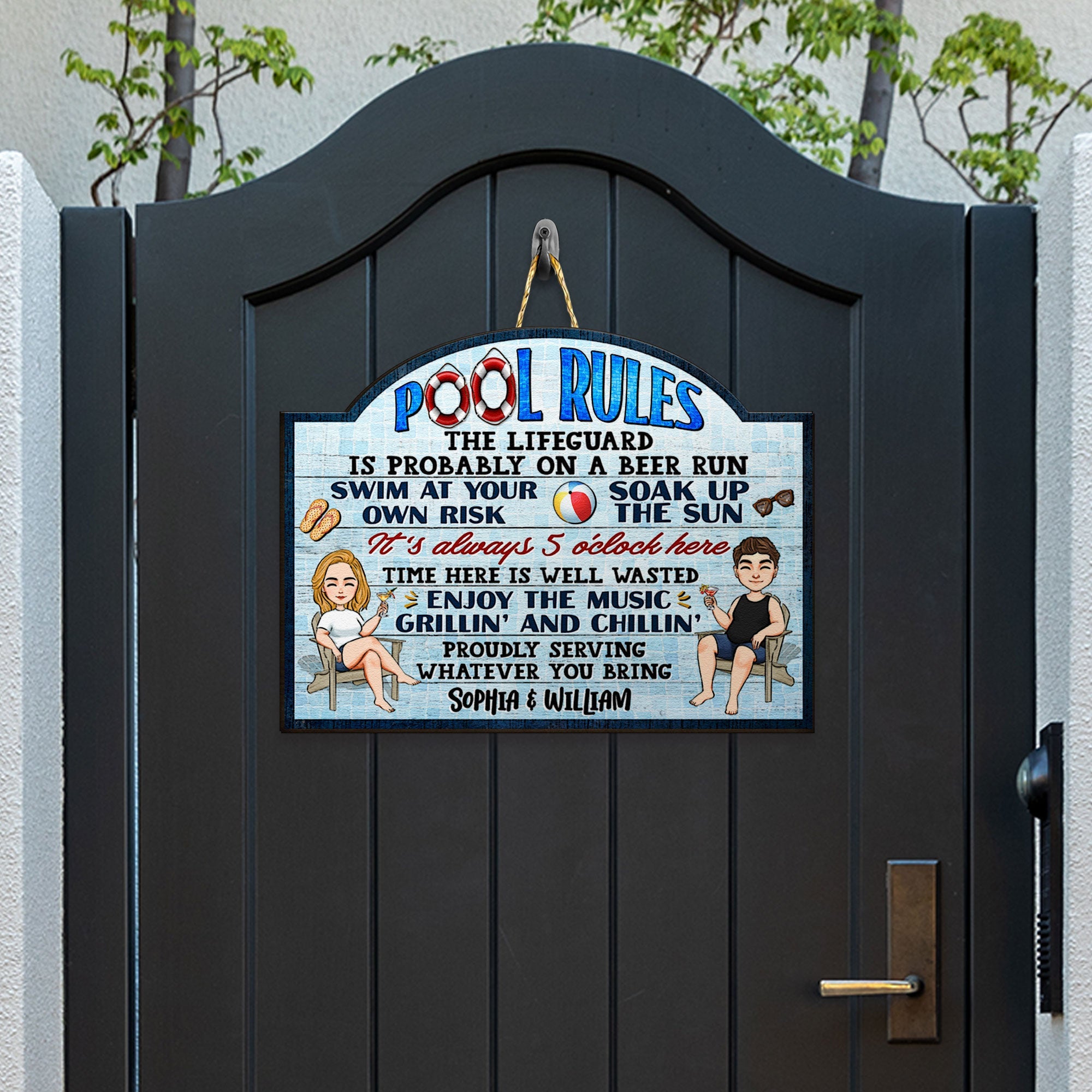 Pool Rules - Personalized Custom Shaped Wood Sign