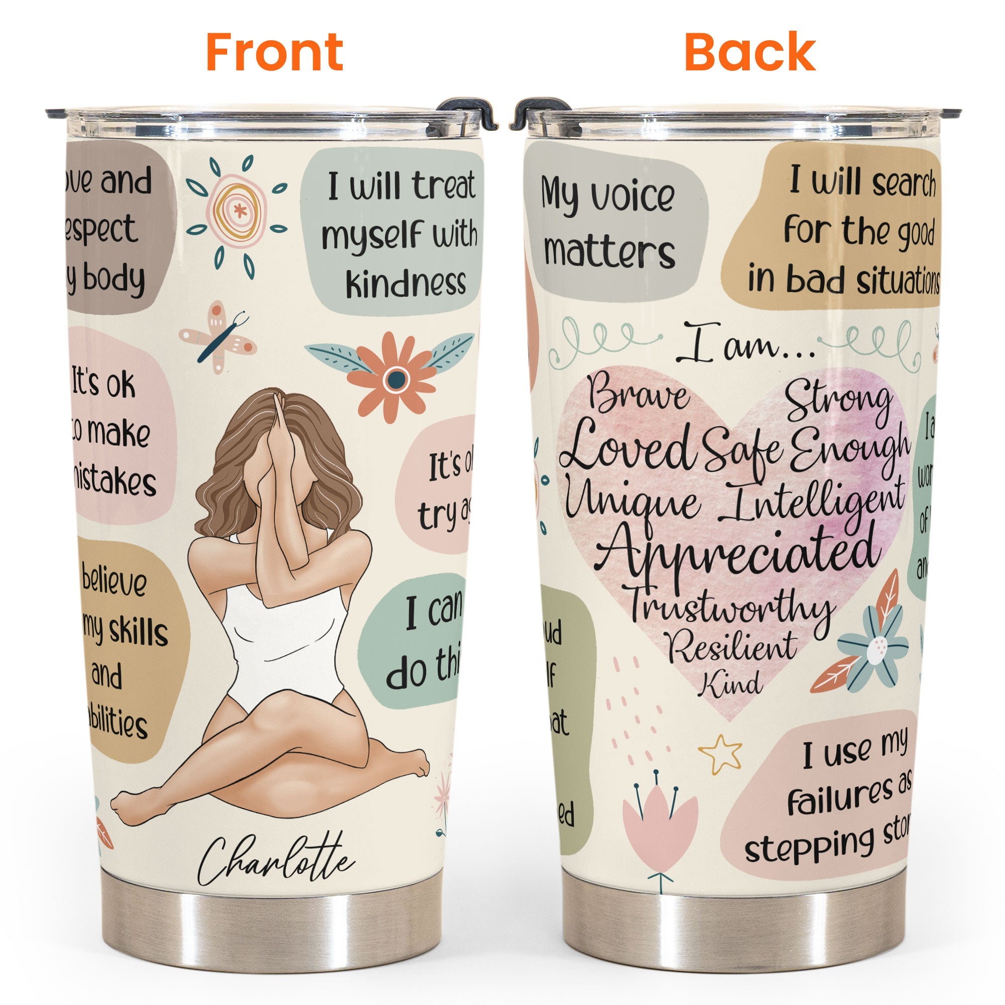 Positivity - Personalized Tumbler Cup - Note To Self, Mental Health