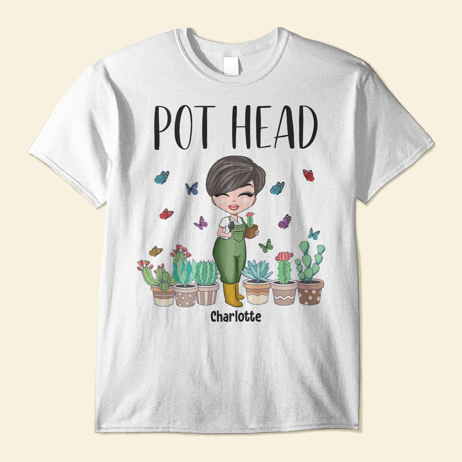 Pot Head - Personalized Shirt - Gift For Gardeners - Cartoon Gardener