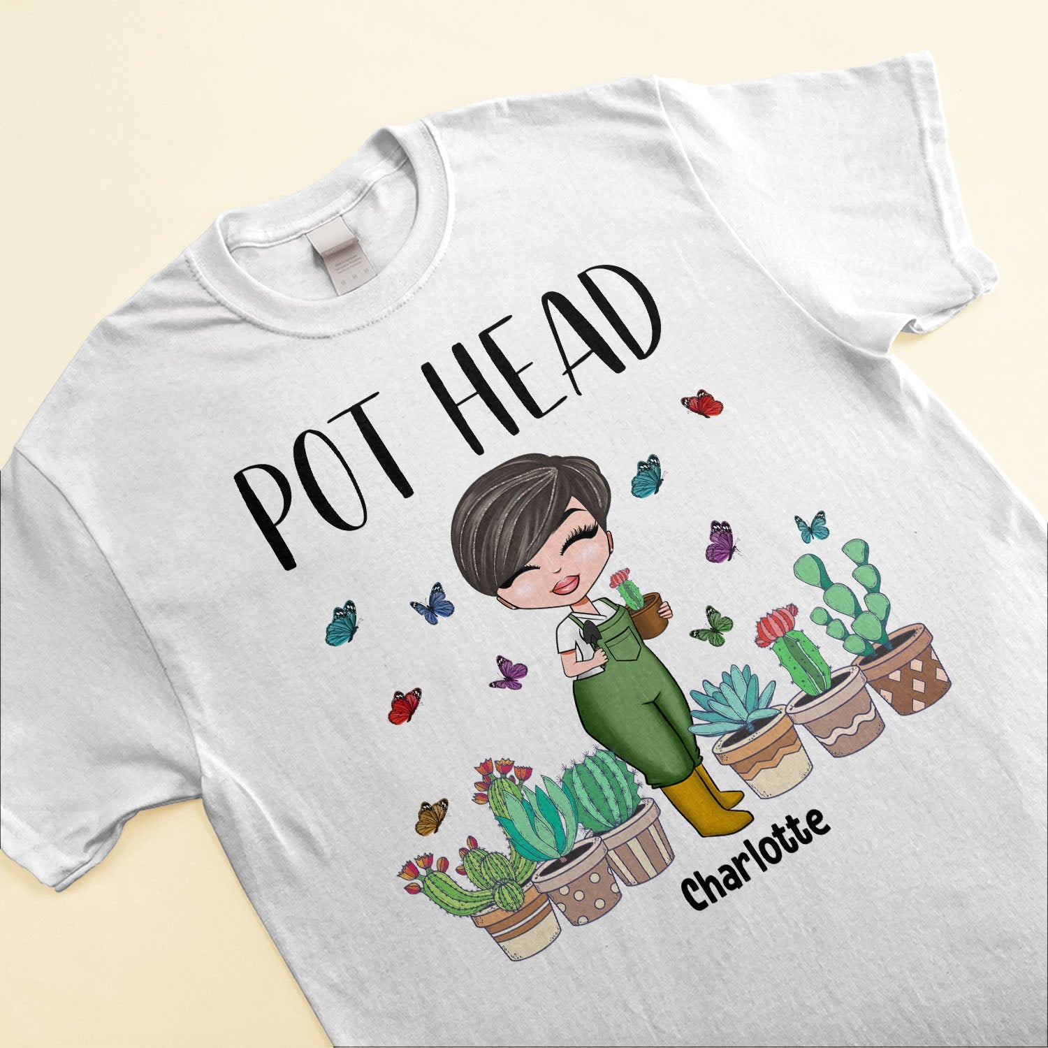 Pot Head - Personalized Shirt - Gift For Gardeners - Cartoon Gardener