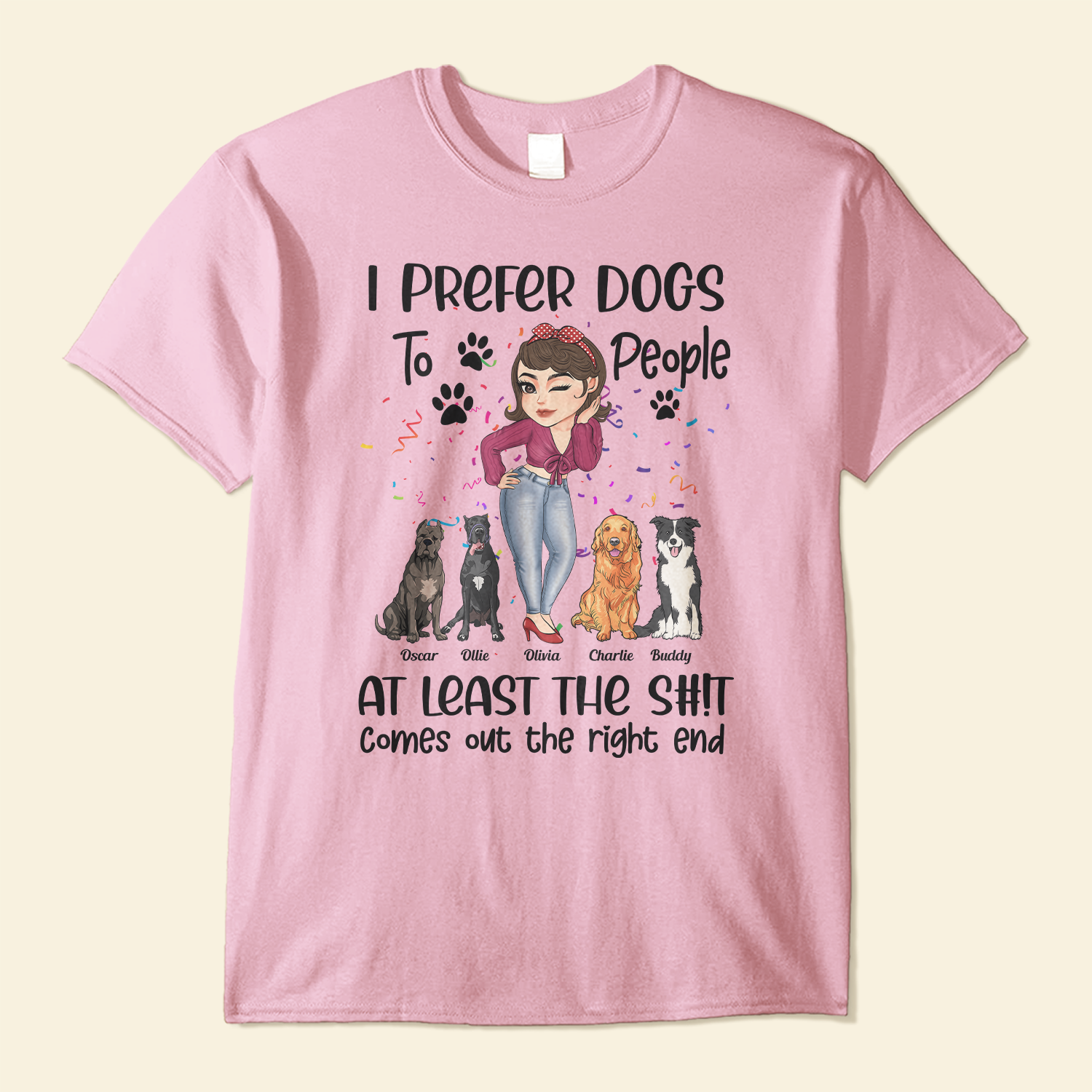 Prefer Dogs To People - Personalized Shirt - Birthday Gift For Dog Mom, Dog Lover - Chibi Girl