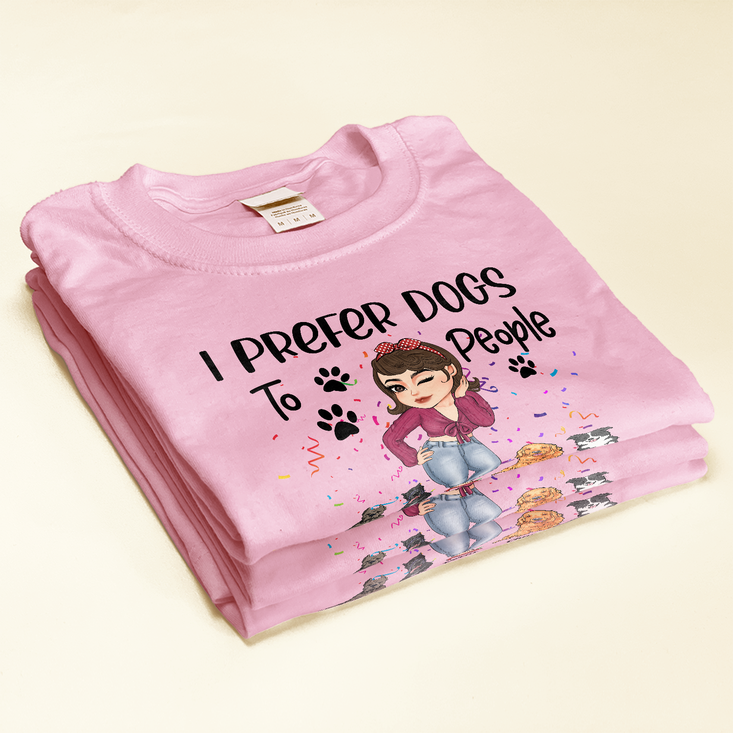 Prefer Dogs To People - Personalized Shirt - Birthday Gift For Dog Mom, Dog Lover - Chibi Girl