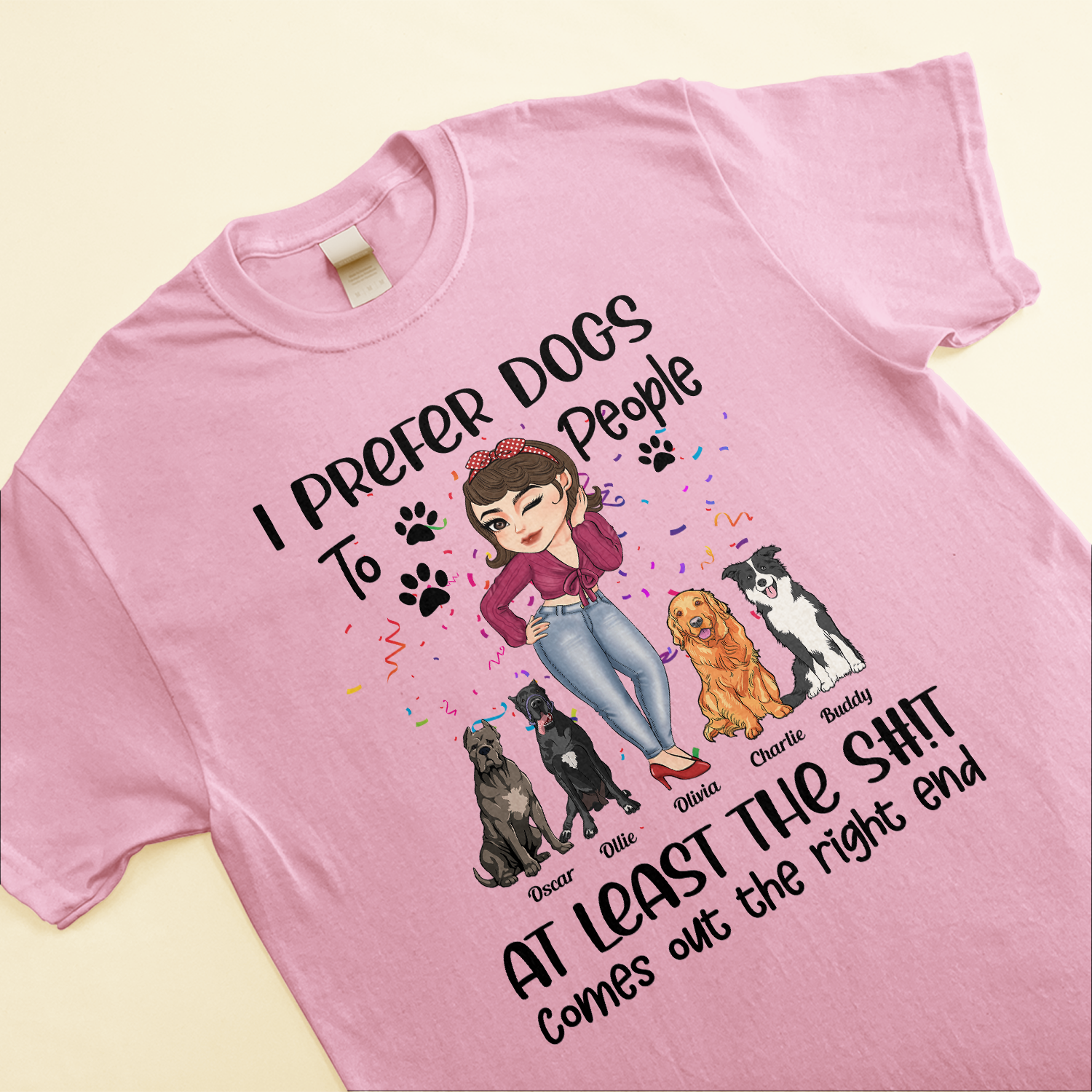 Prefer Dogs To People - Personalized Shirt - Birthday Gift For Dog Mom, Dog Lover - Chibi Girl