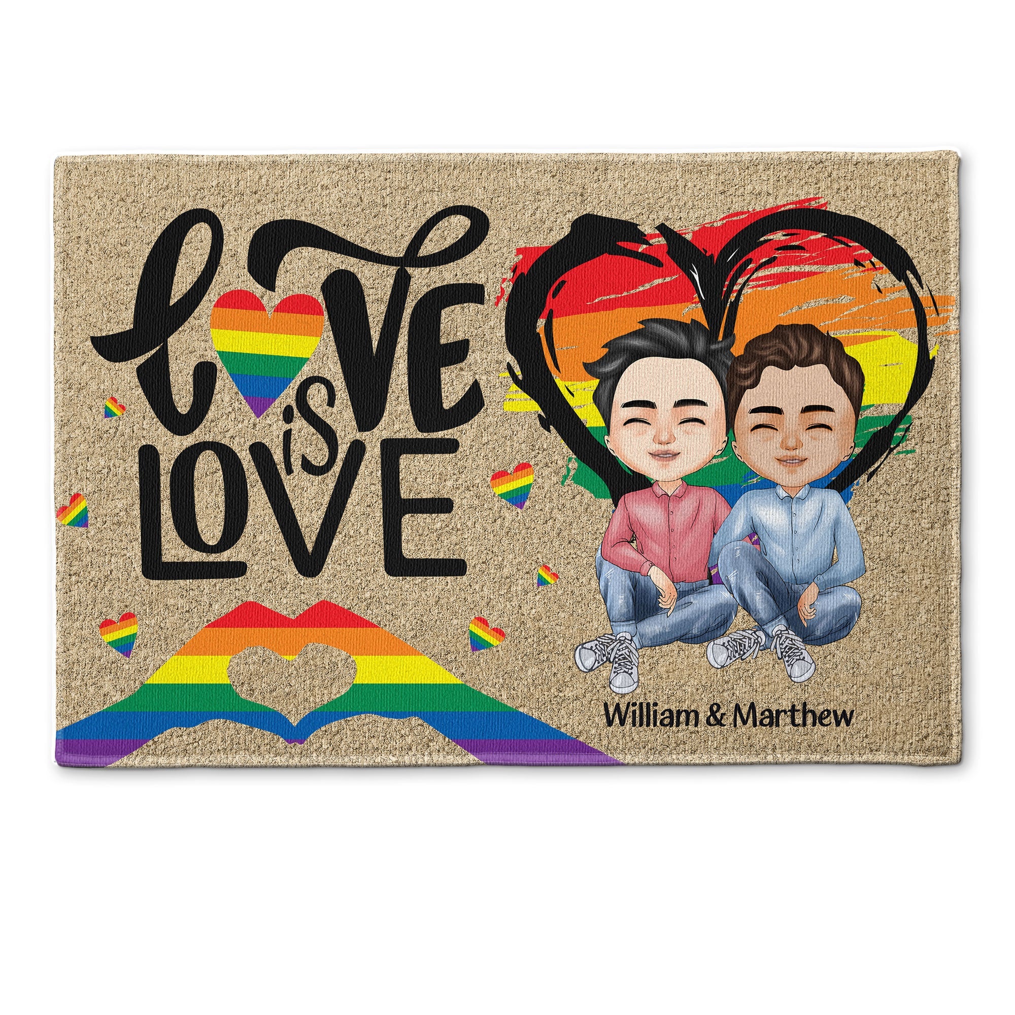 Pride Love Rights LGBTQ - Personalized Doormat