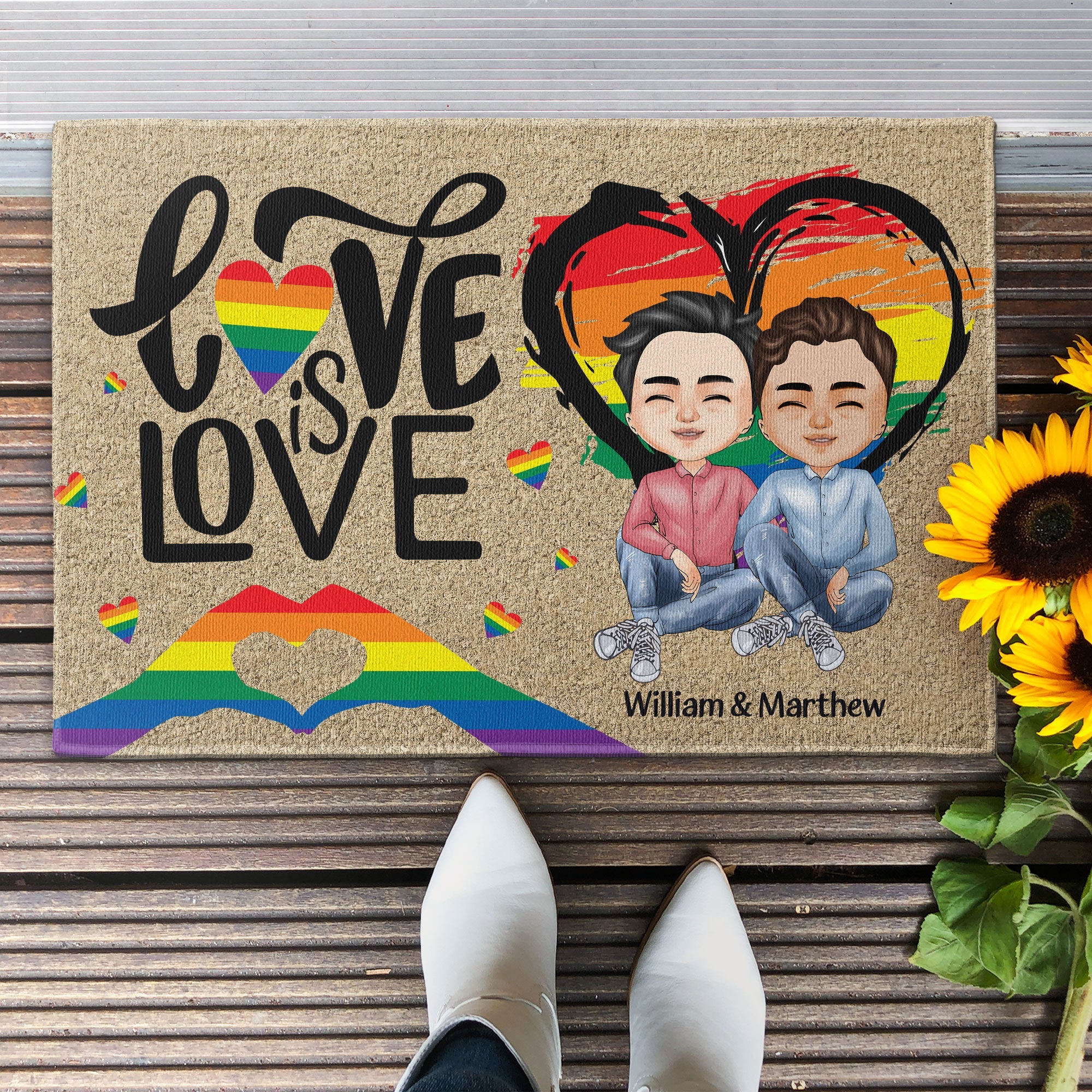 Pride Love Rights LGBTQ - Personalized Doormat