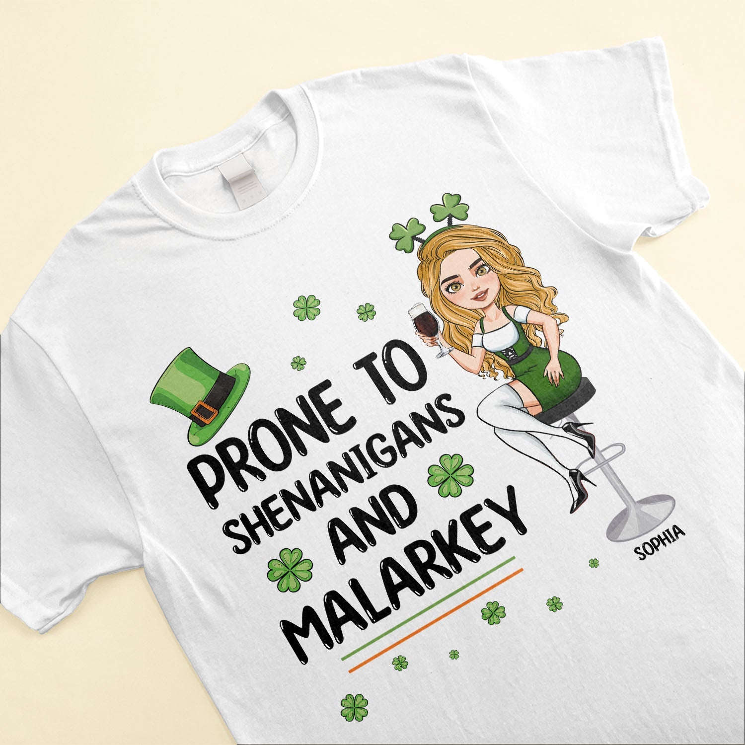 Prone To Shenanigans And Malarkey - Personalized Shirt - Loving, St Patrick's Day Gift For Irish, Family, Sister, Besties - Lucky Shamrock