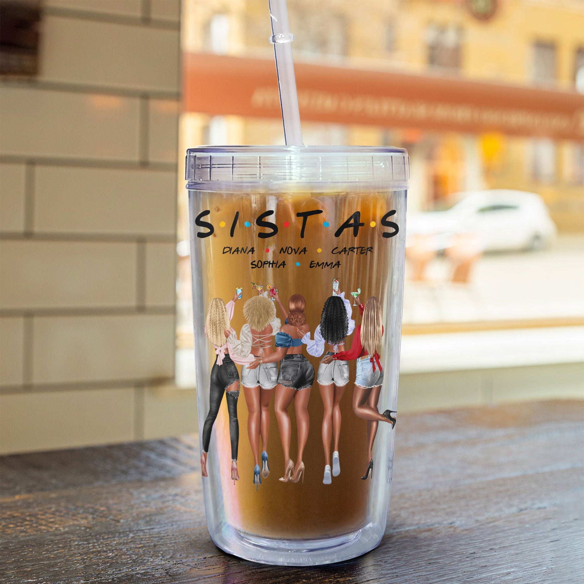 Proud Black Sistas Queen Melanin Afro - Personalized Acrylic Tumbler With Straw