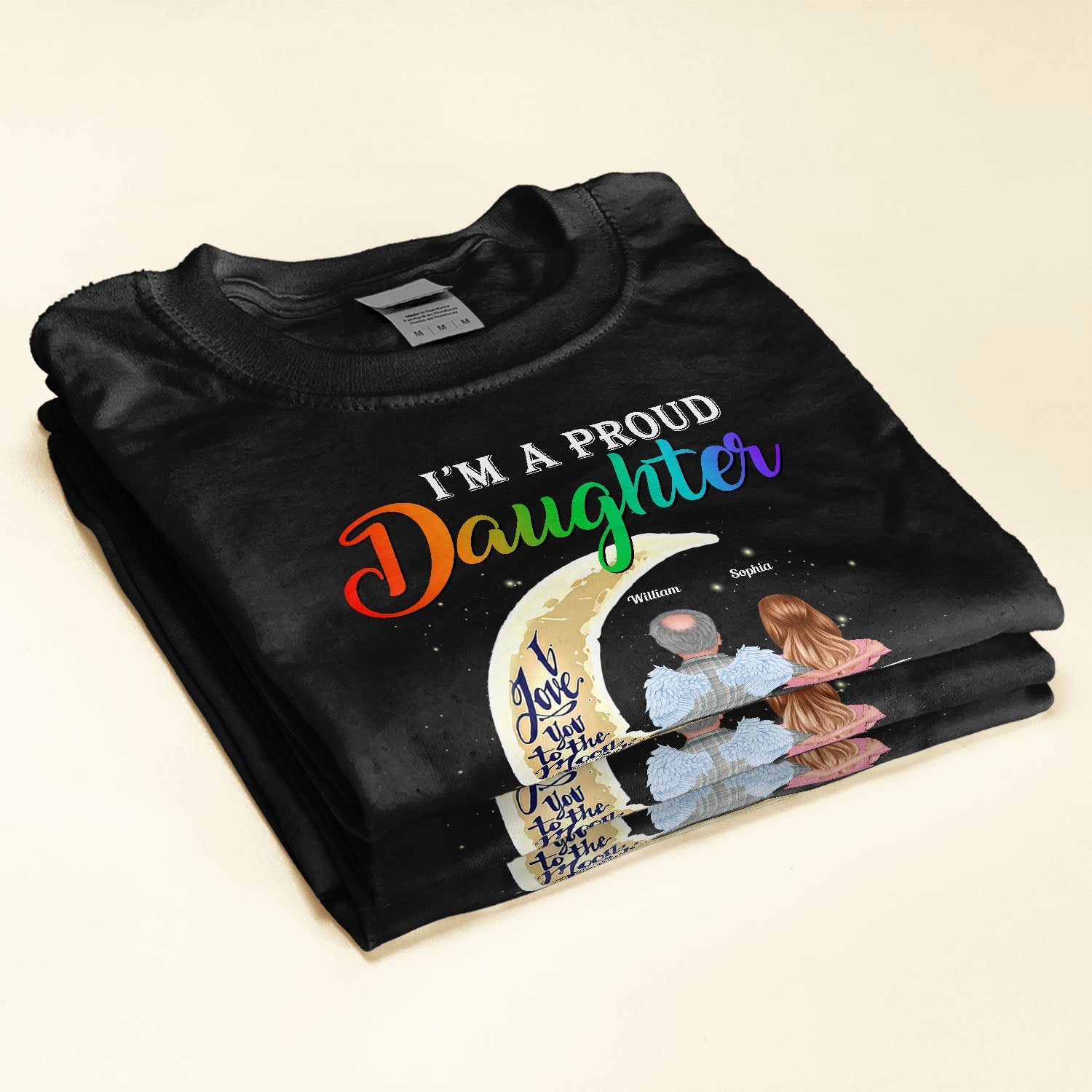 Proud Daughter Of A Wonderful Dad In Heaven - Personalized Shirt - Father's Day, Memory Gift For Dad, Father In Heaven, Loss Of Father