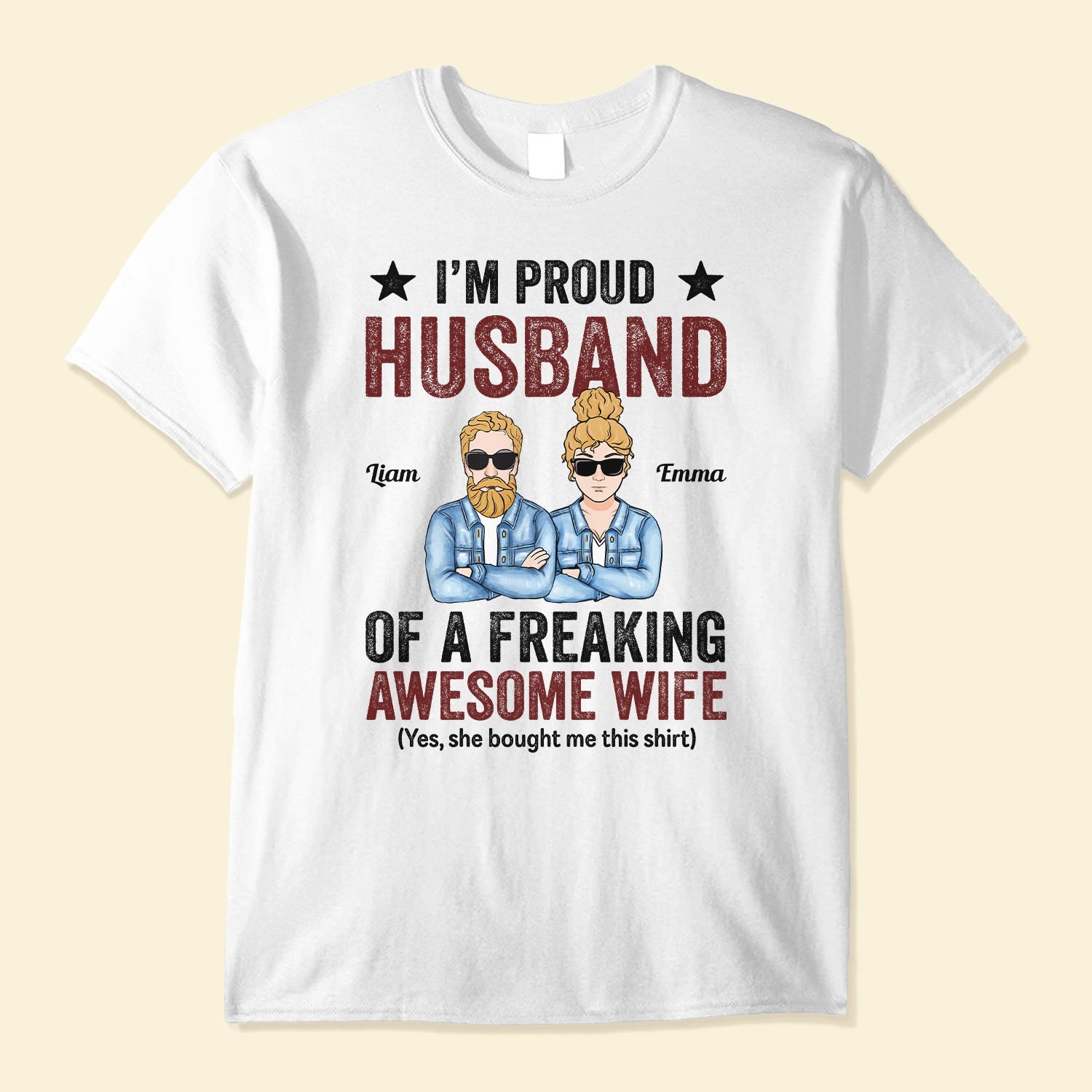 Proud Husband Of An Awesome Wife - Personalized Shirt - Anniversary, Valentine's Day Gift For Husband