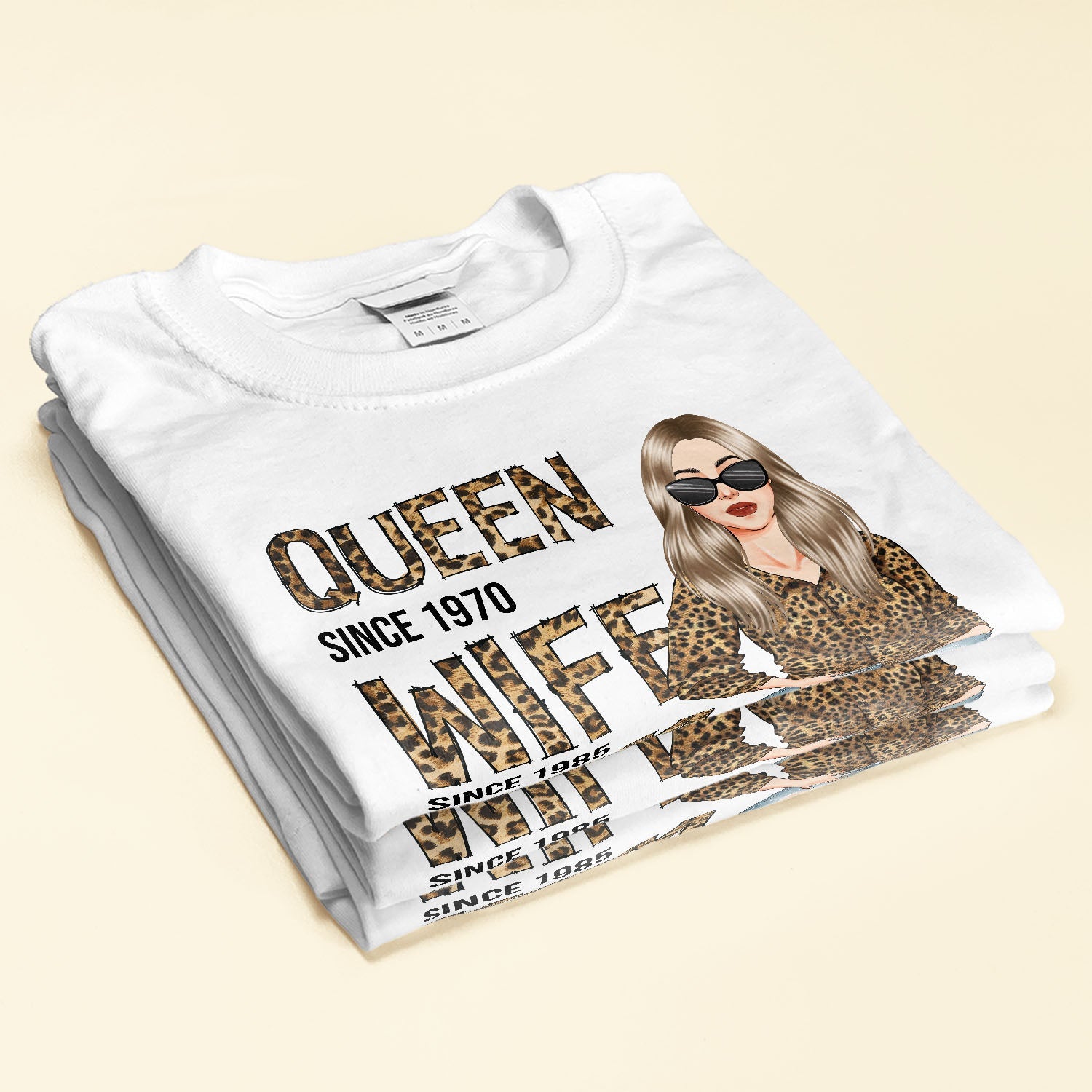 Queen Wife Mom - Personalized Shirt - Anniversary, Valentine's Day, Birthday Gift For Wife, Mom, Grandma - Leopard Woman