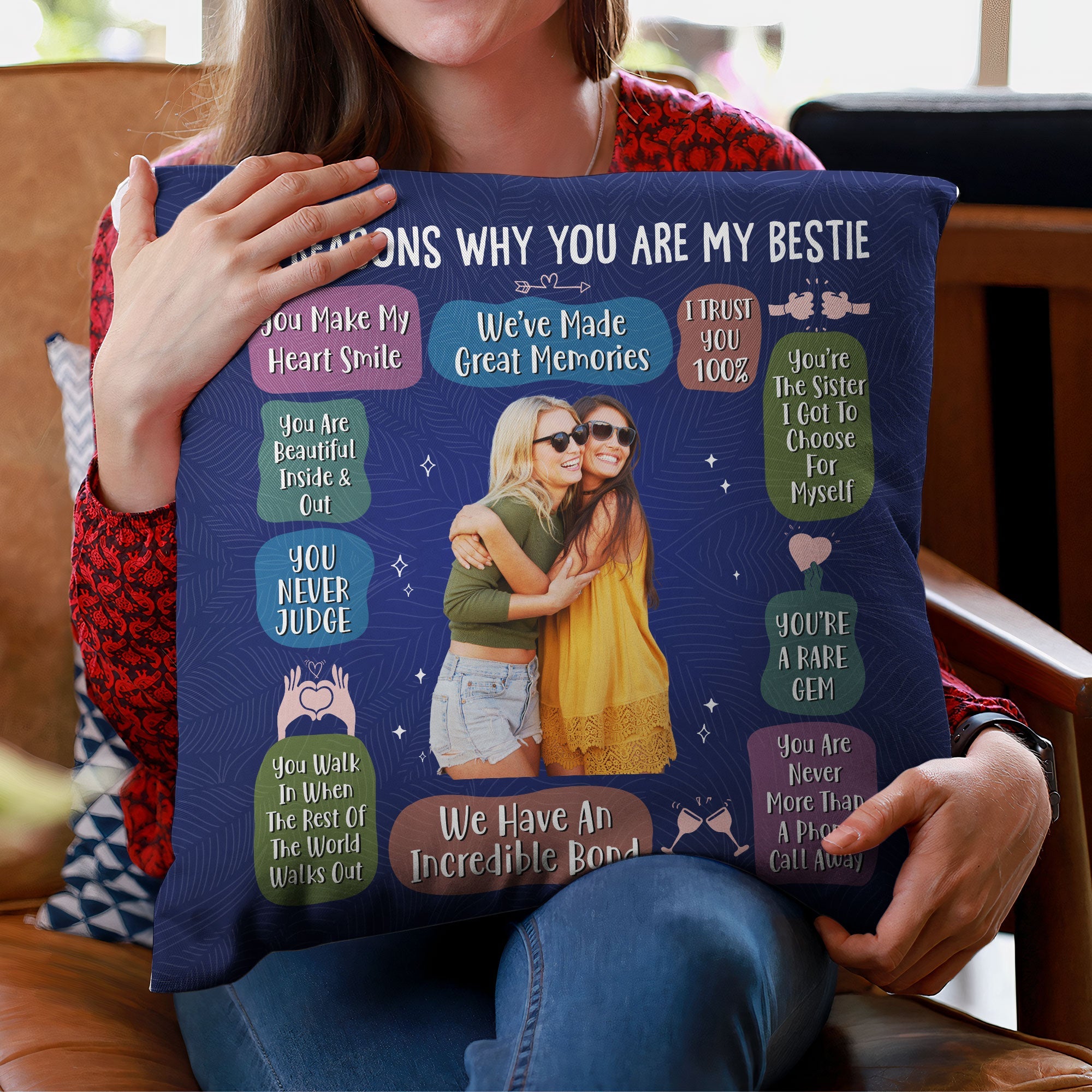 Reasons Why You Are My Bestie - Personalized Photo Pillow (Insert Included)