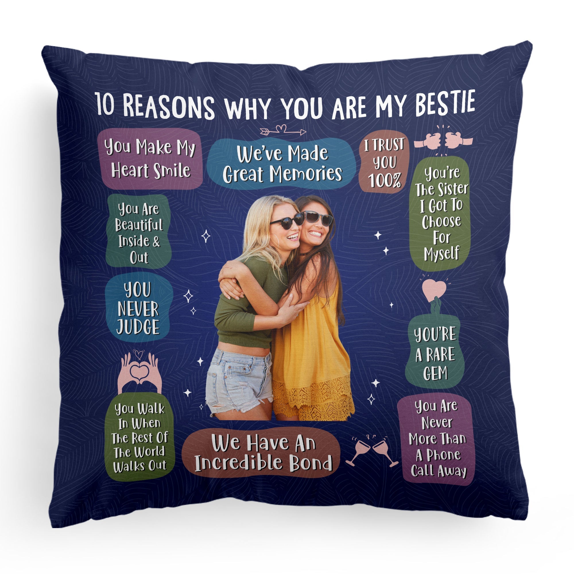 Reasons Why You Are My Bestie - Personalized Photo Pillow (Insert Included)