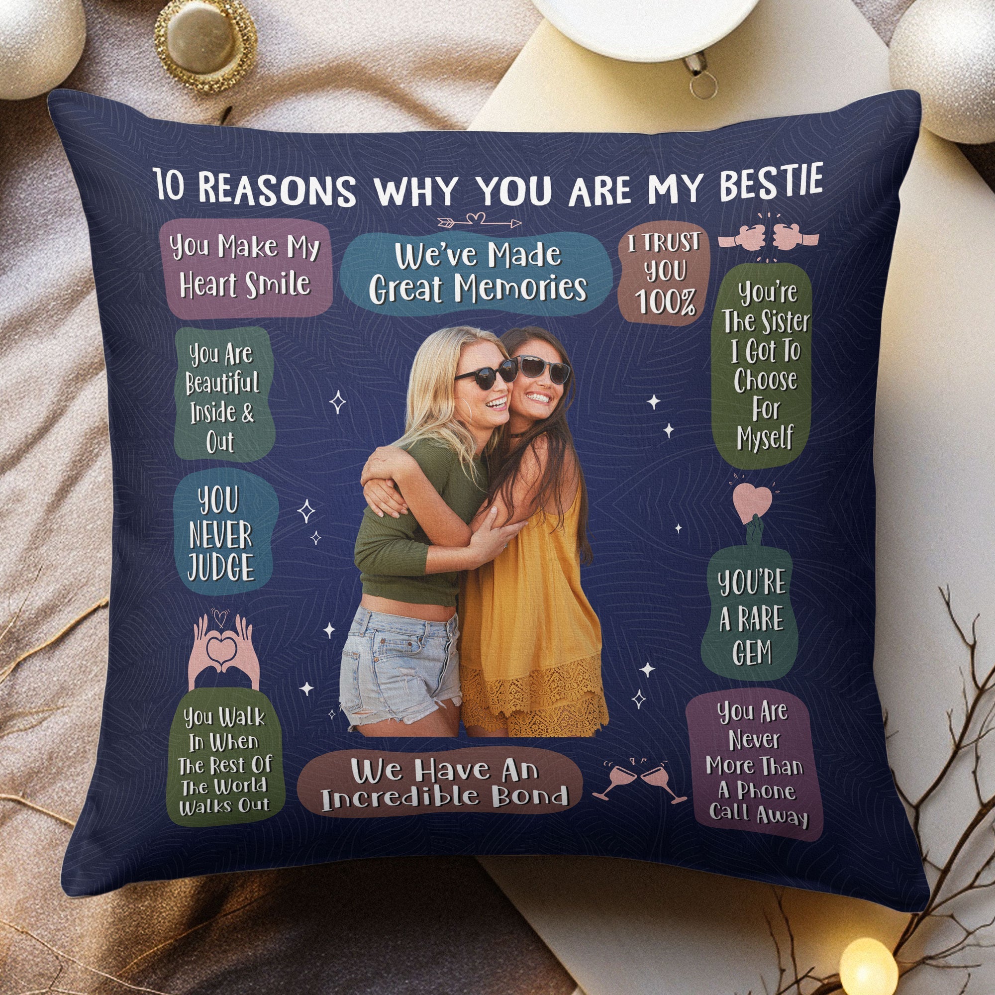 Reasons Why You Are My Bestie - Personalized Photo Pillow (Insert Included)