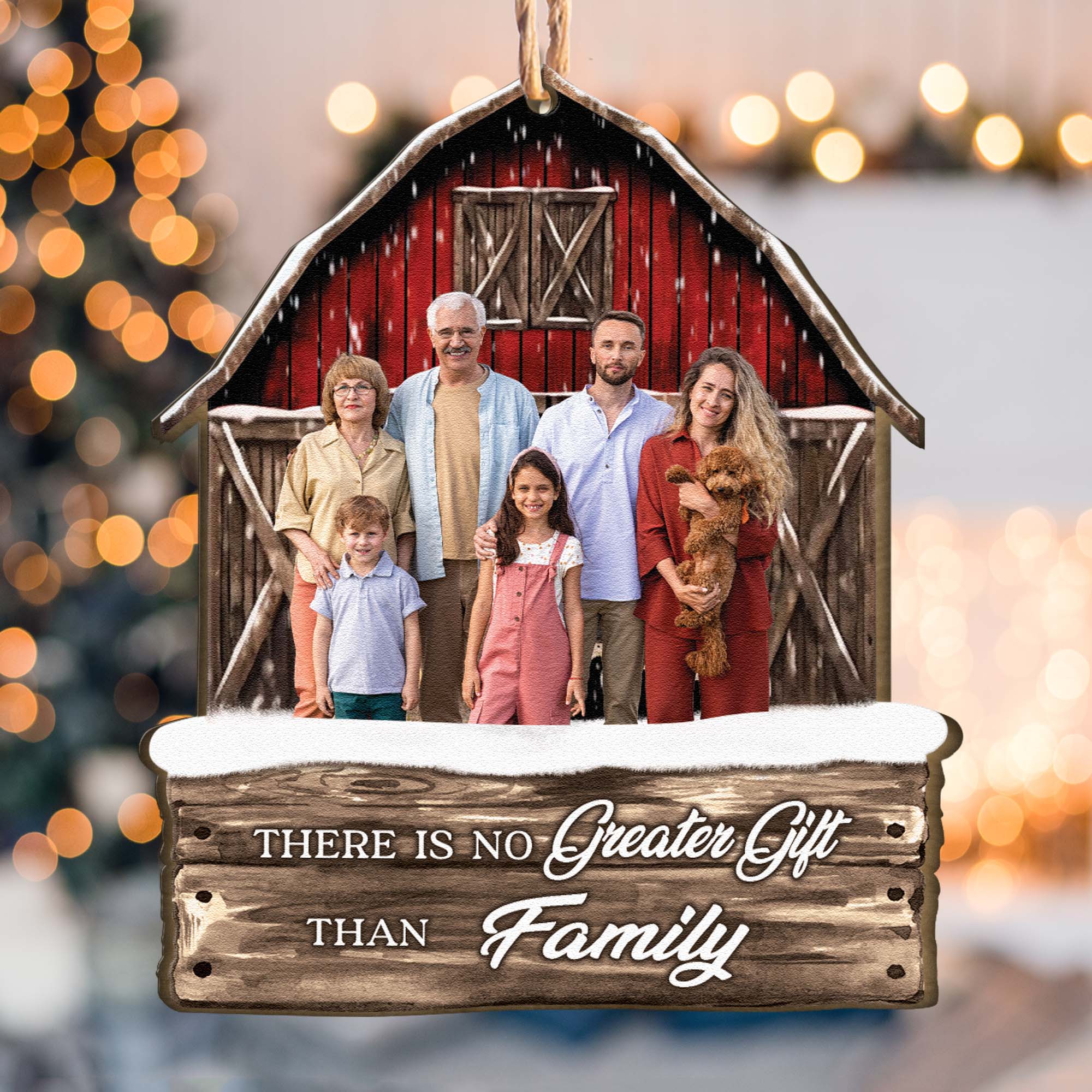 Red Barn Christmas Family Custom Photo - Personalized Family Photo Ornament