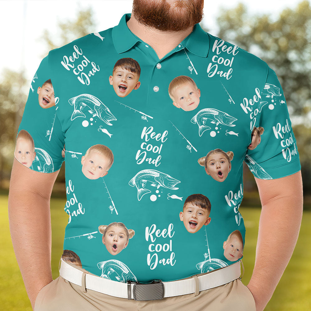 Reel Cool Dad - Personalized Photo Polo Shirt