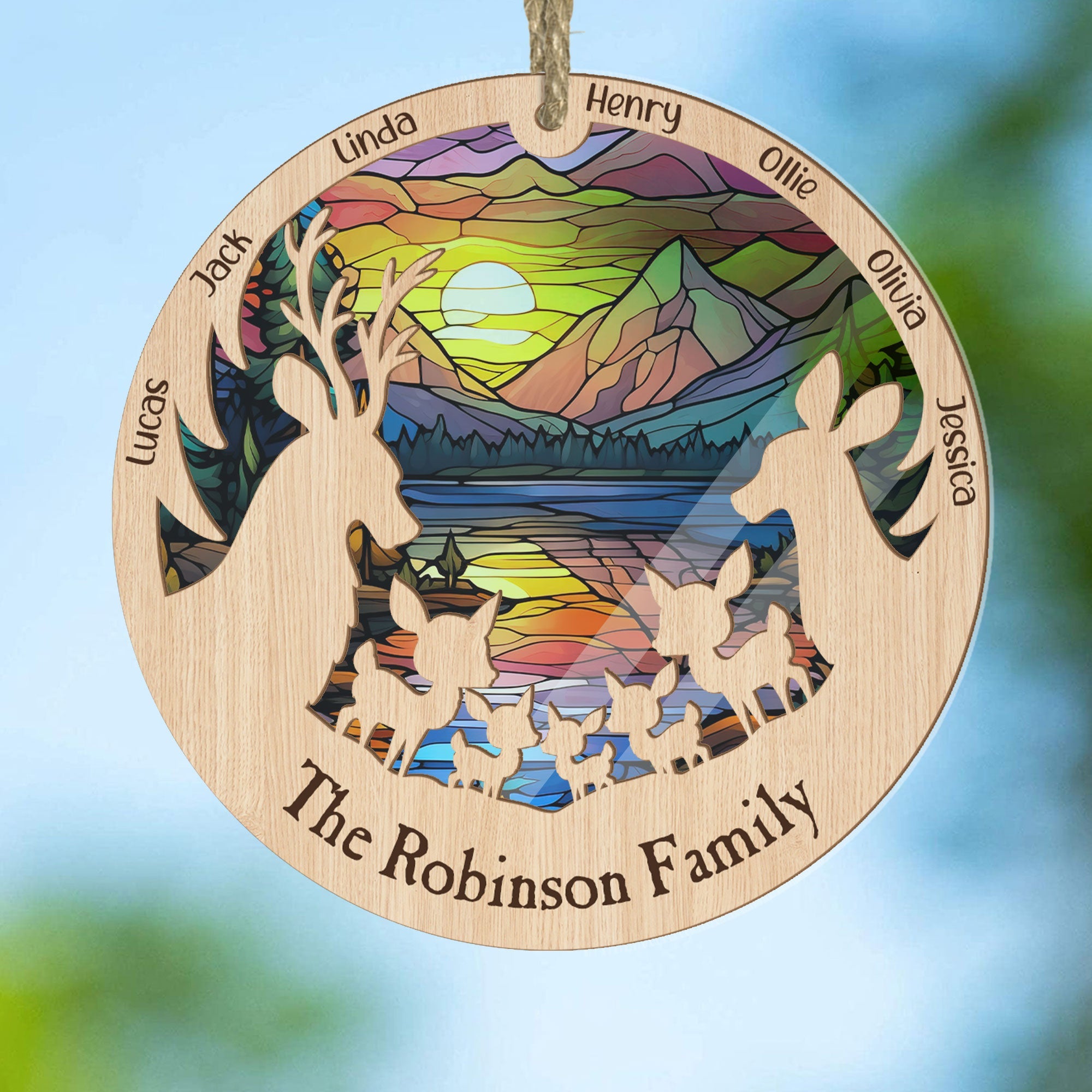 Reindeer Family - Personalized Suncatcher Ornament