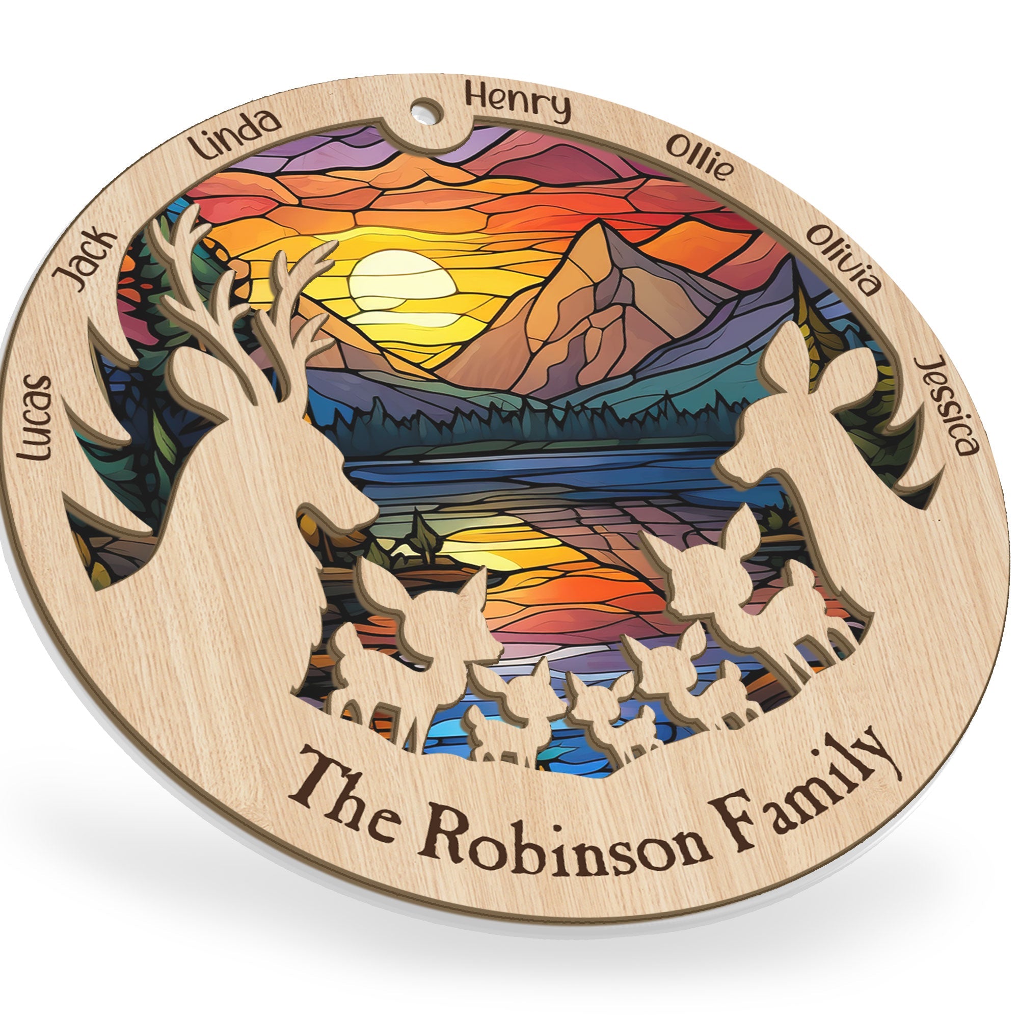 Reindeer Family - Personalized Suncatcher Ornament