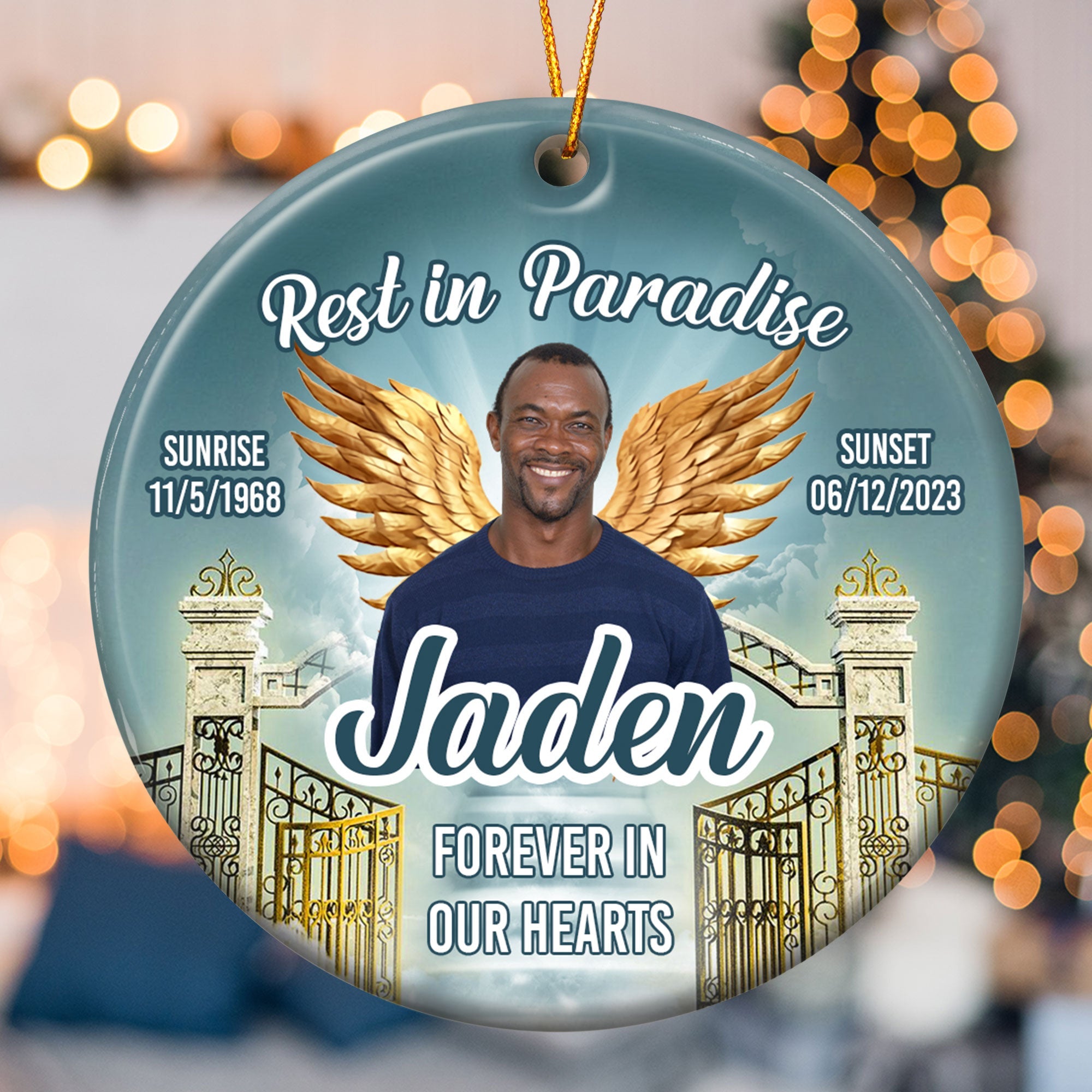 Rest In Paradise - Personalized Ceramic Photo Ornament