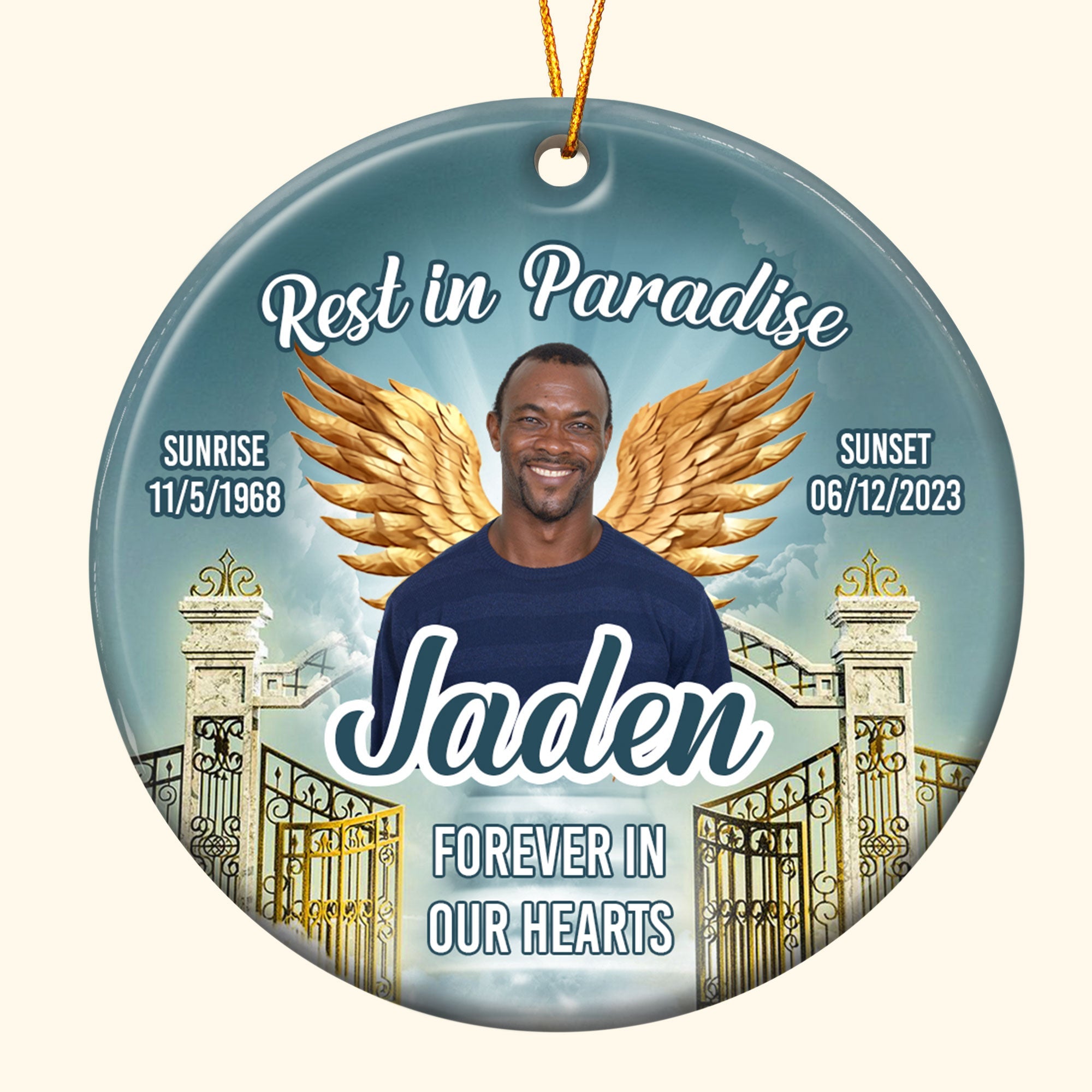 Rest In Paradise - Personalized Ceramic Photo Ornament