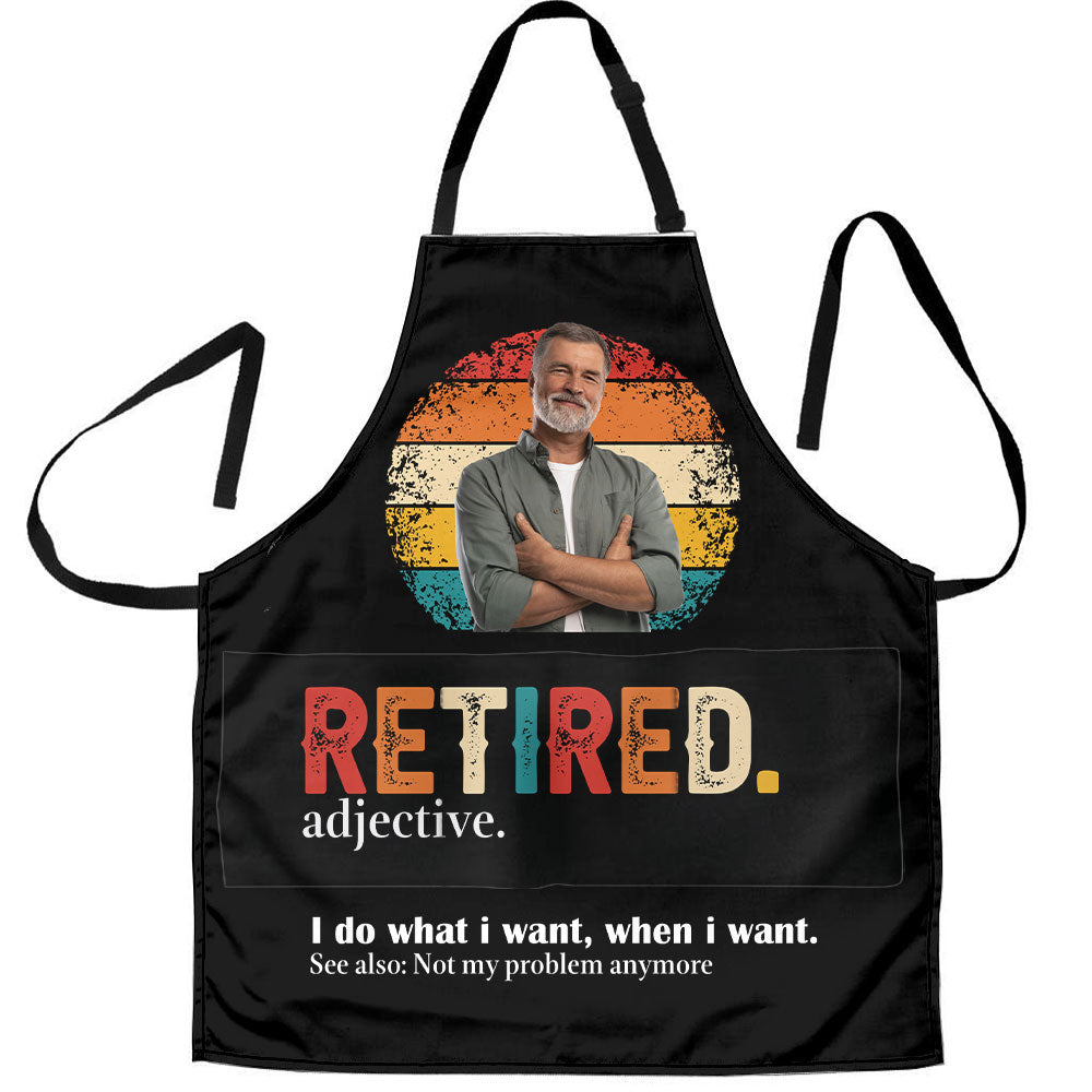 Retired Dad - Personalized Photo Apron With Pocket