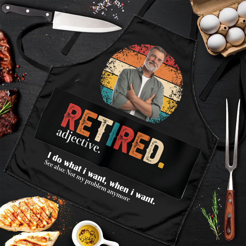 Retired Dad - Personalized Photo Apron With Pocket