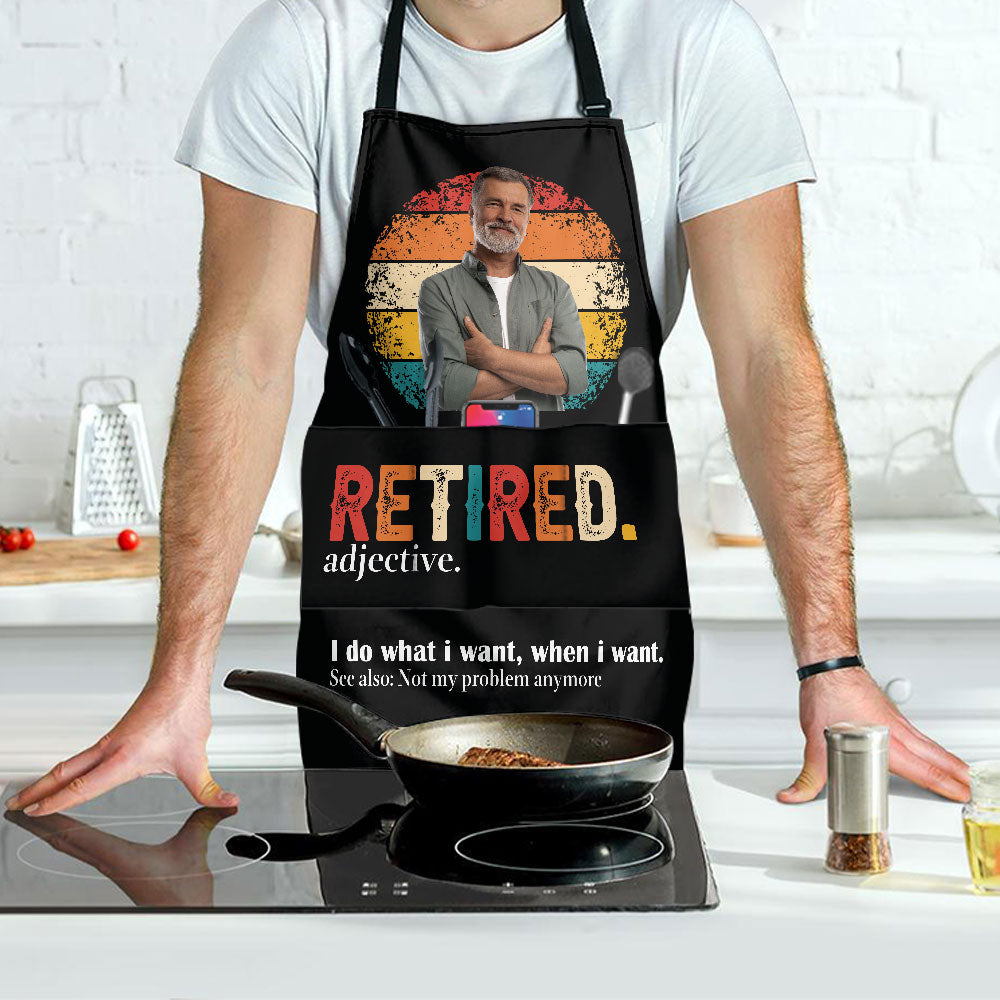 Retired Dad - Personalized Photo Apron With Pocket