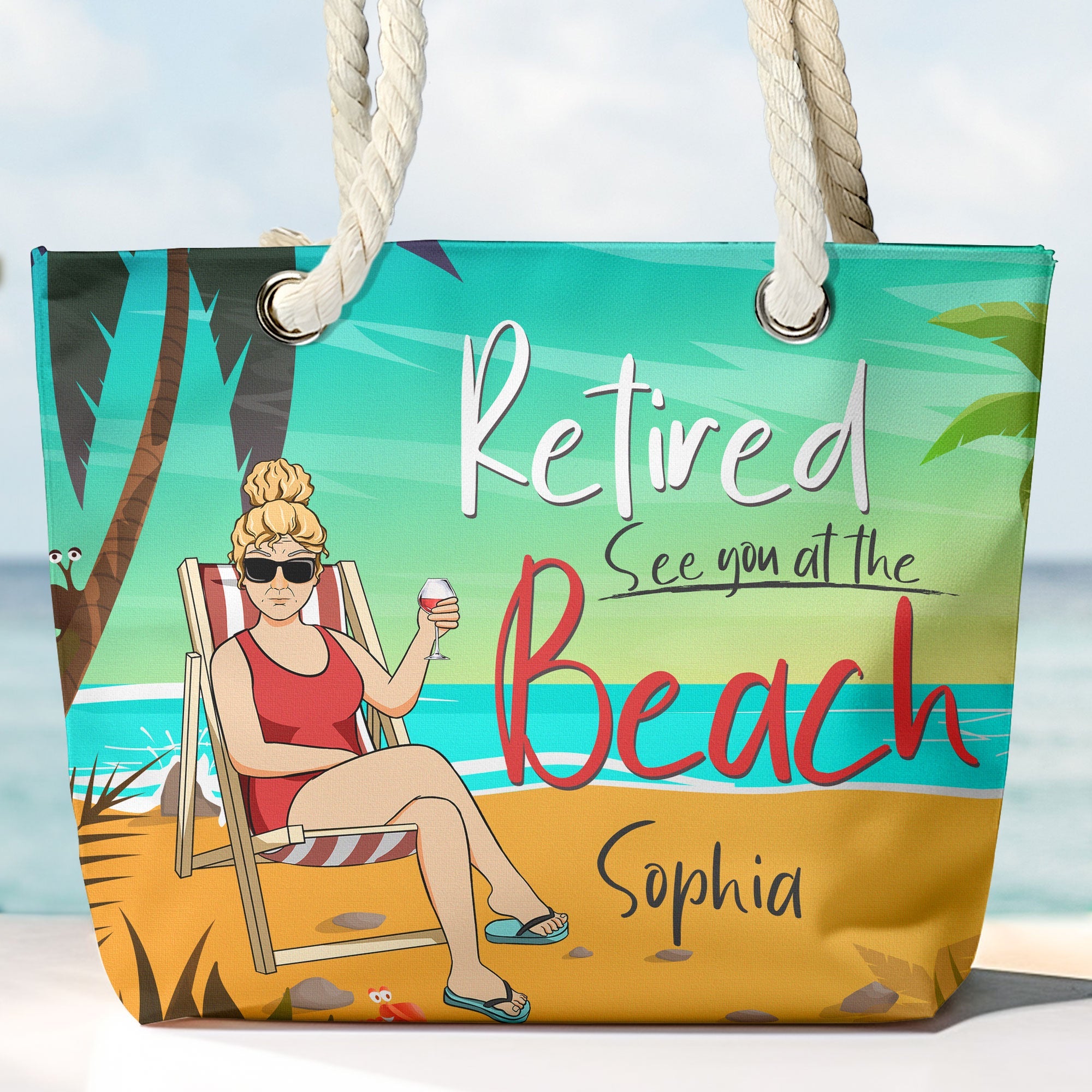 Retired See You At The Beach - Personalized Beach Bag