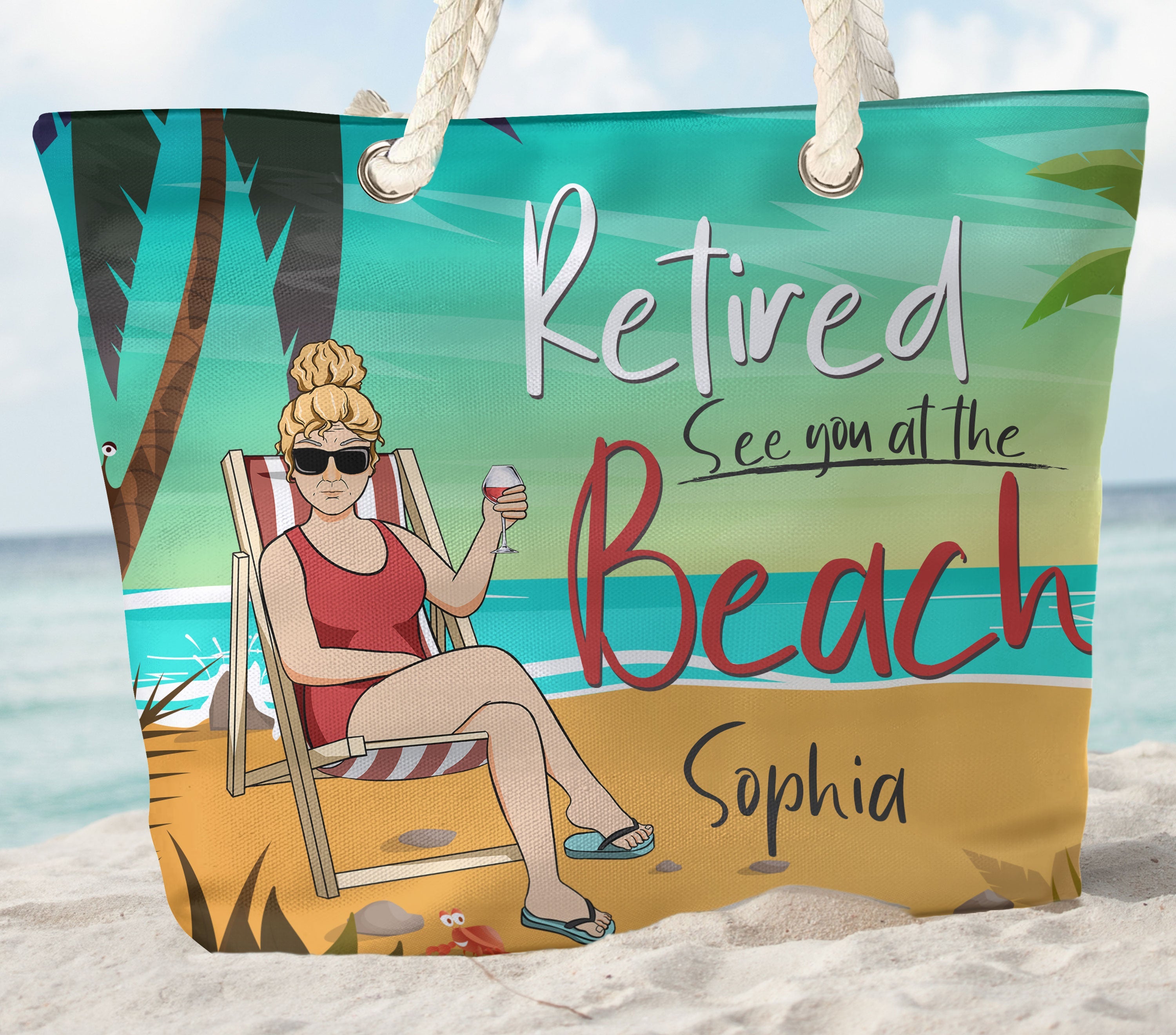 Retired See You At The Beach - Personalized Beach Bag