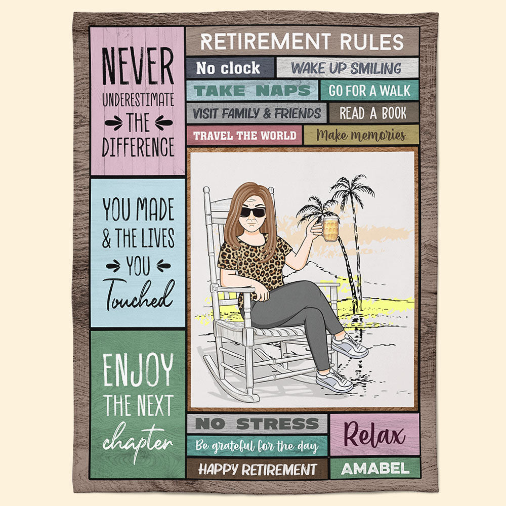 Retirement Rules Enjoy The Next Chapter - Personalized Blanket