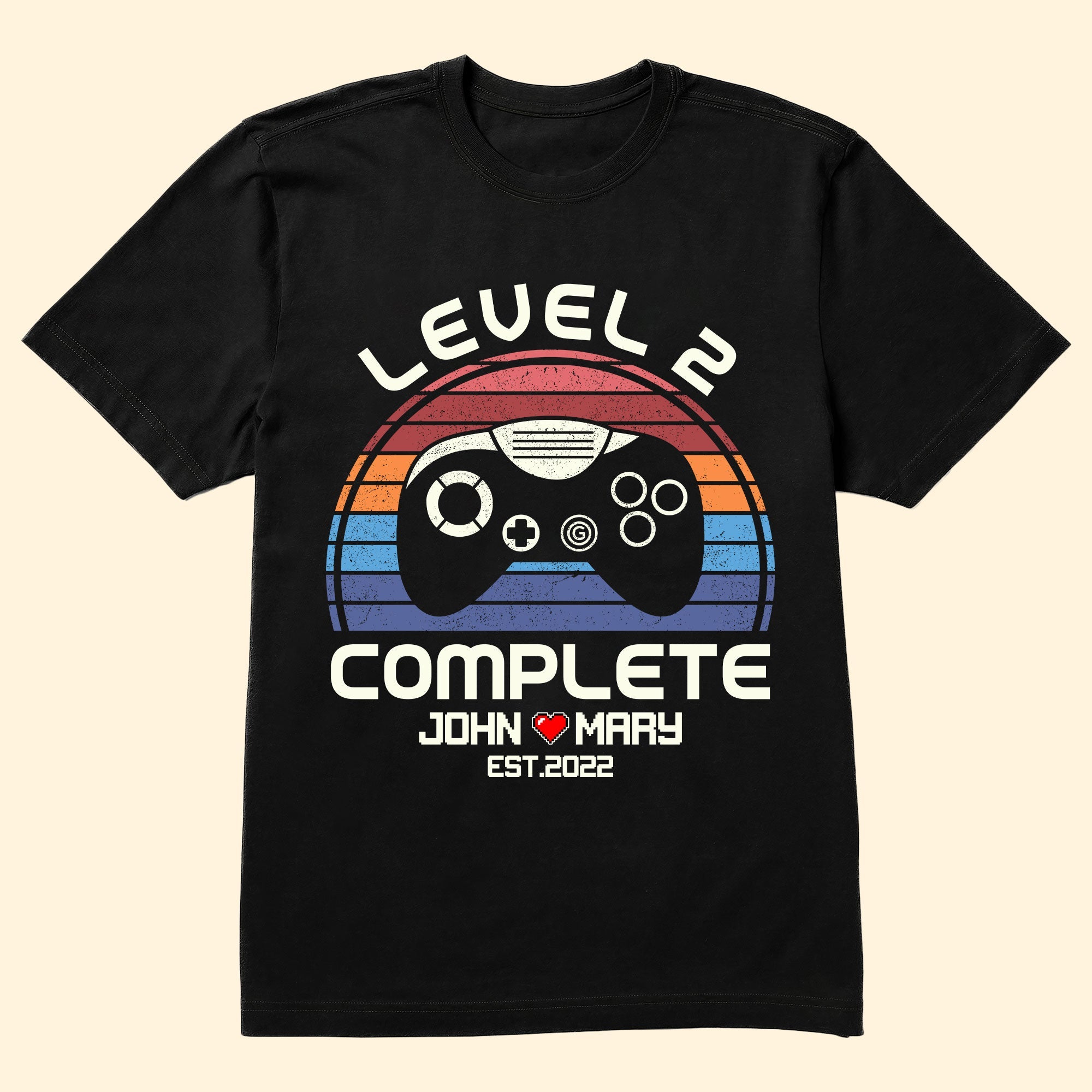 Retro Game Level Complete Anniversary Gift Husband Wife Couple - Personalized Shirt