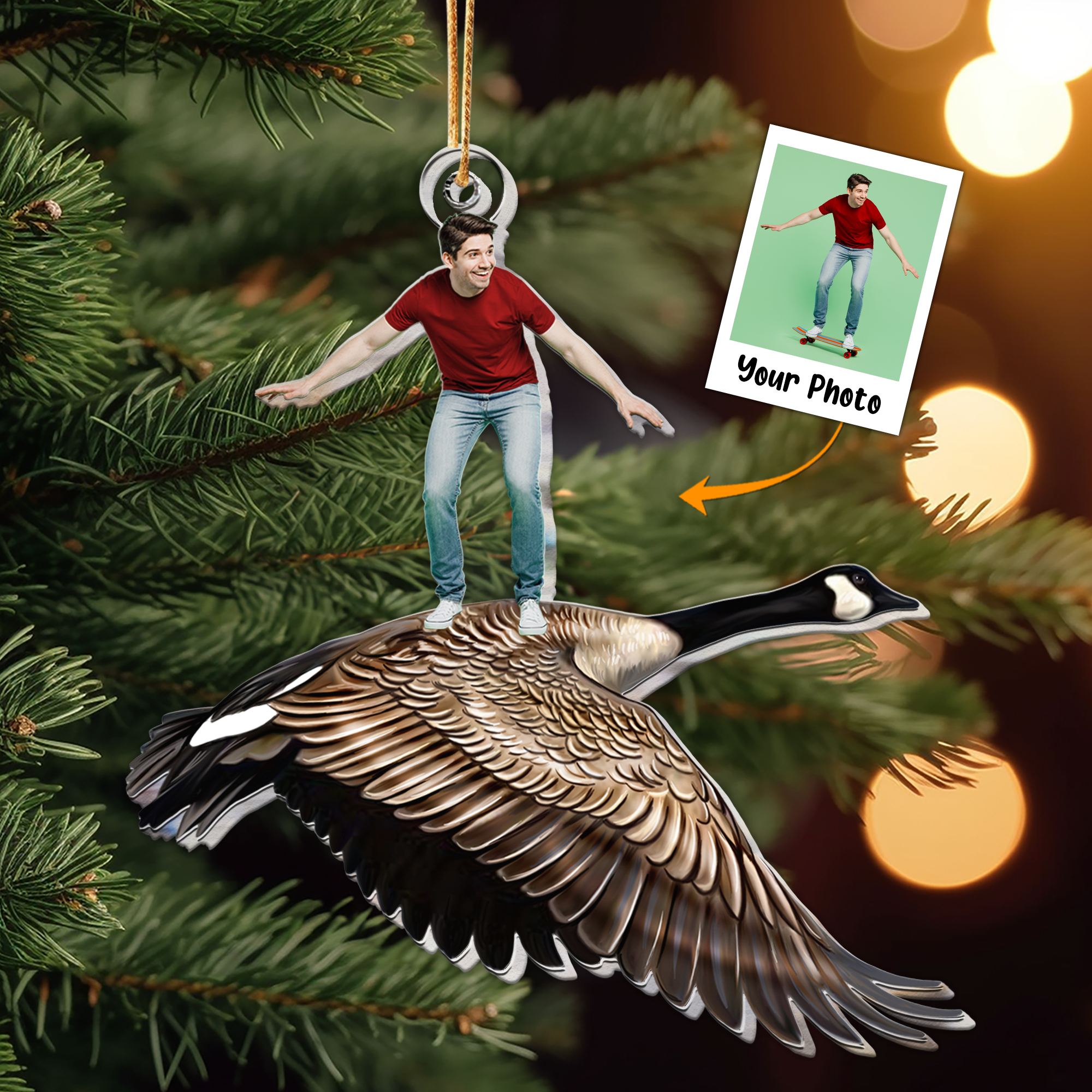 Riding A Silly Goose - Personalized Acrylic Photo Ornament