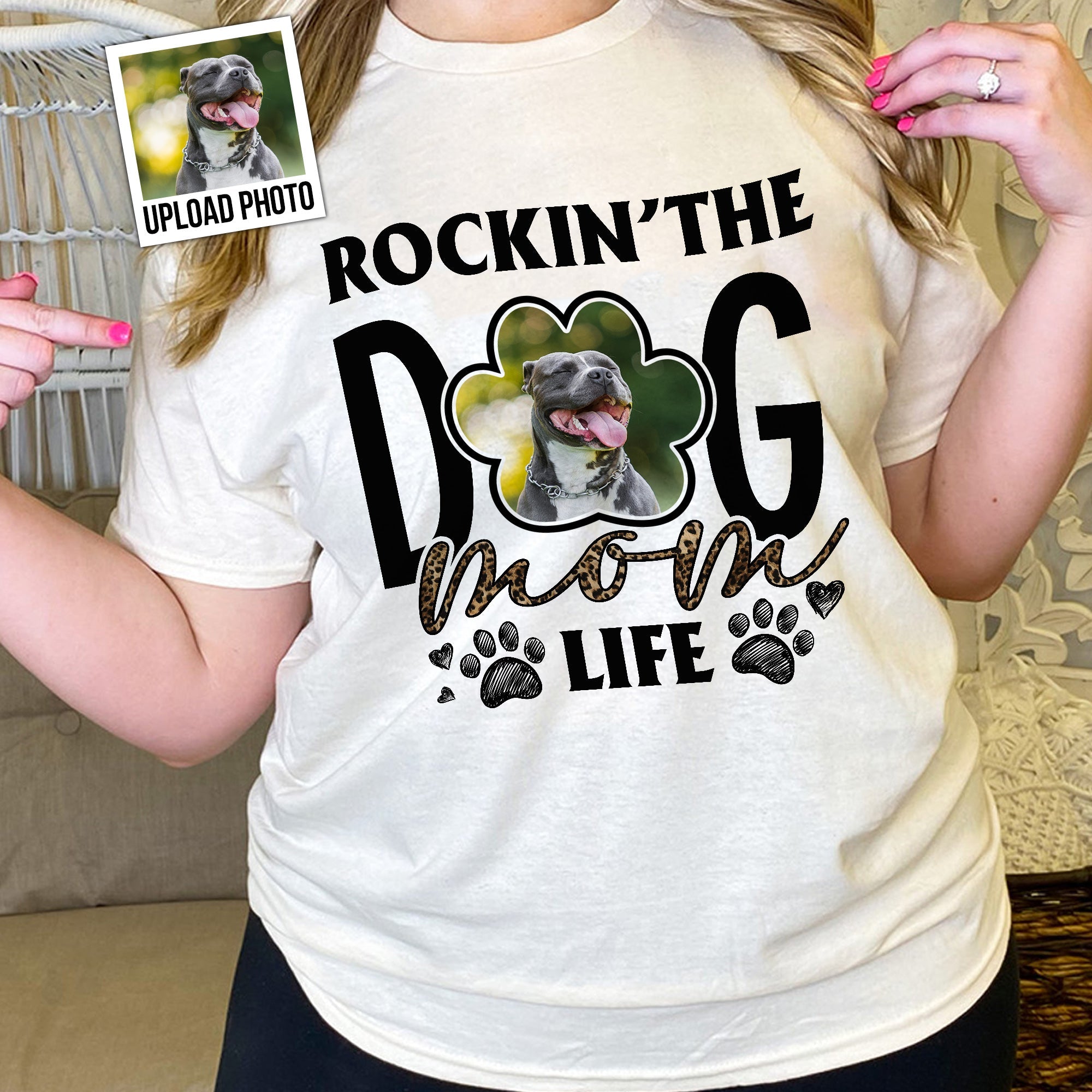 Rockin' Dog Mom - Personalized Photo Shirt