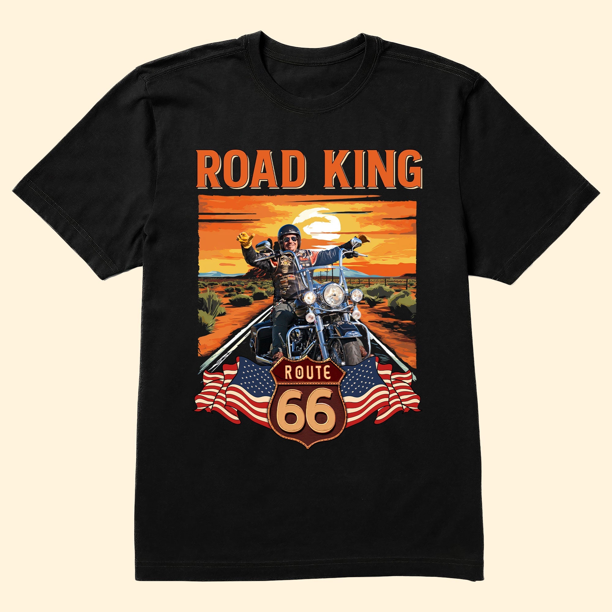 Route 66 Biker - Personalized Photo Shirt