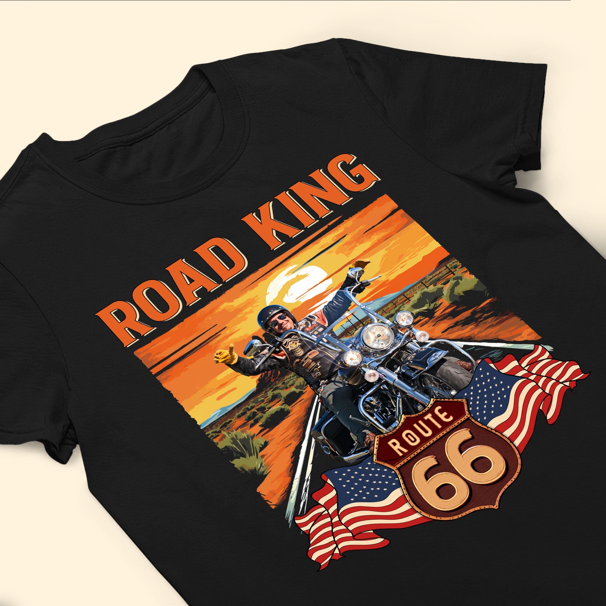 Route 66 Biker - Personalized Photo Shirt