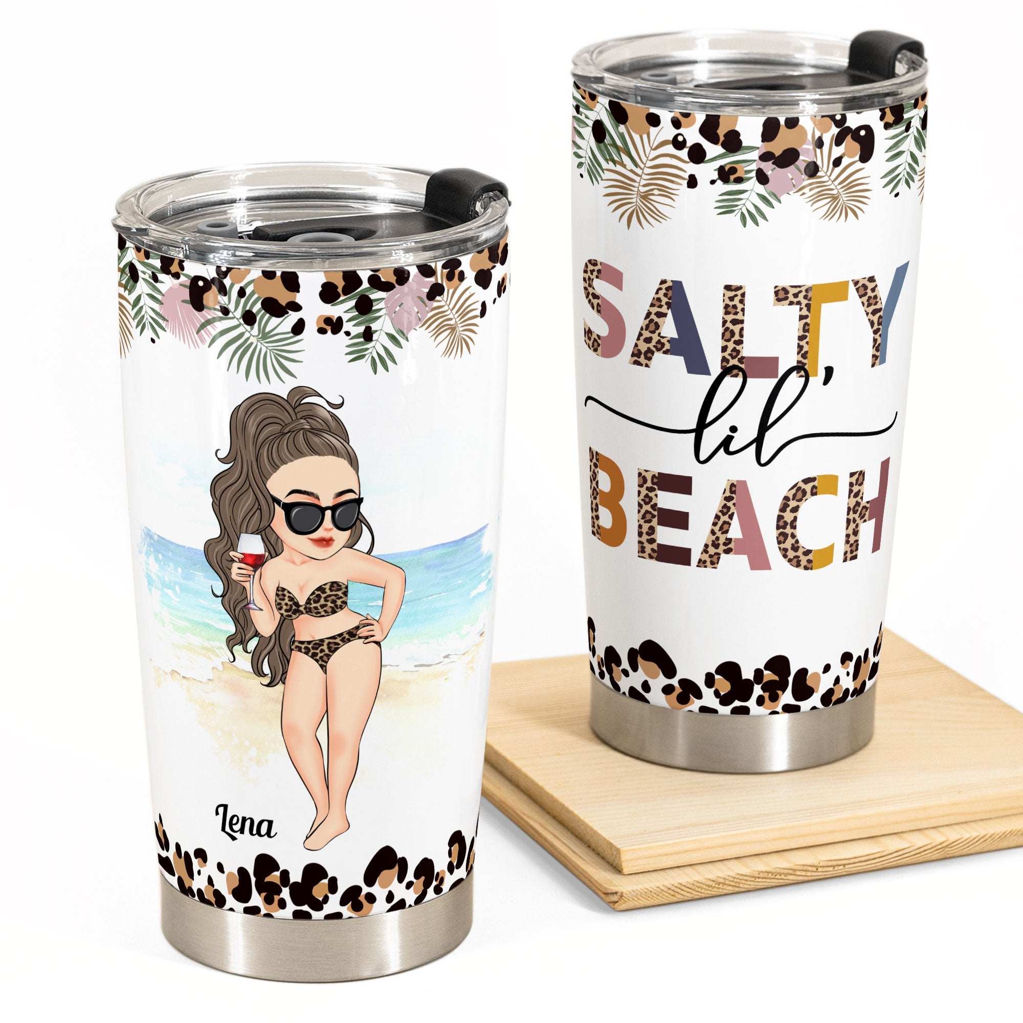 Salty Lil' Beach - Personalized Skinny Tumbler - Summer Gift For Her, Beach Lover, Traveling, Girl, Vacation Gift